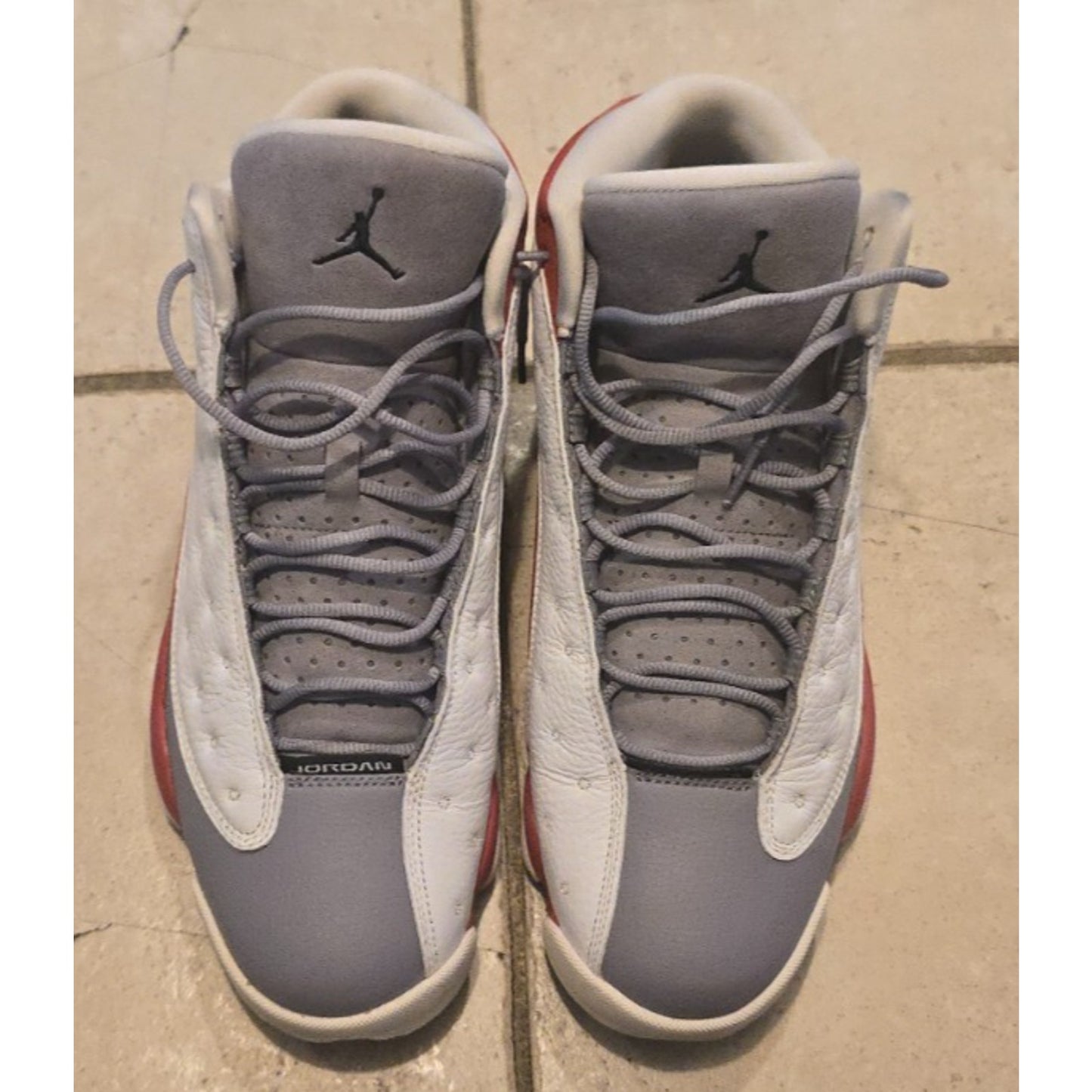 2014 Nike Air Jordan 13 Retro Grey Toe White Red Grey OG / 414571-126 / 12M /