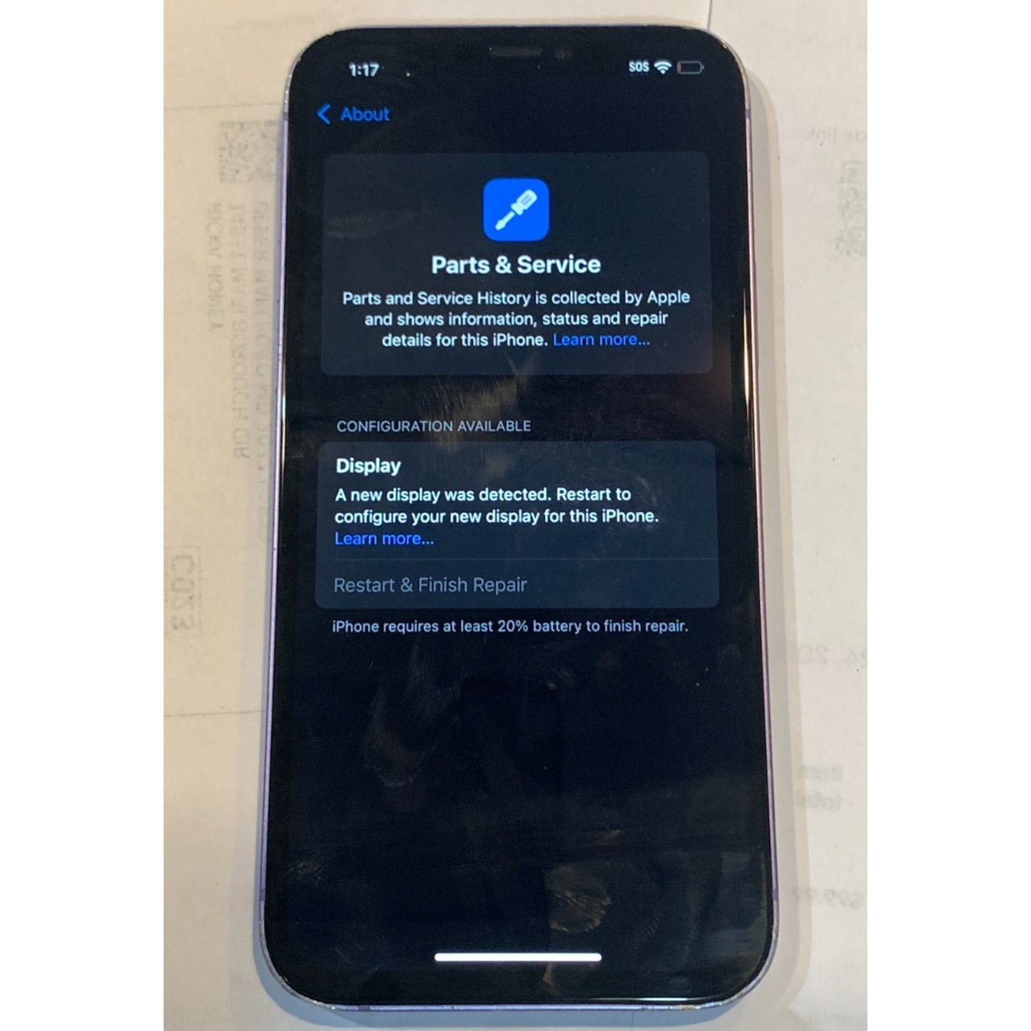 Apple iPhone 12 128GB Unlocked Purple (Back Cracked/ Screen replaced!)