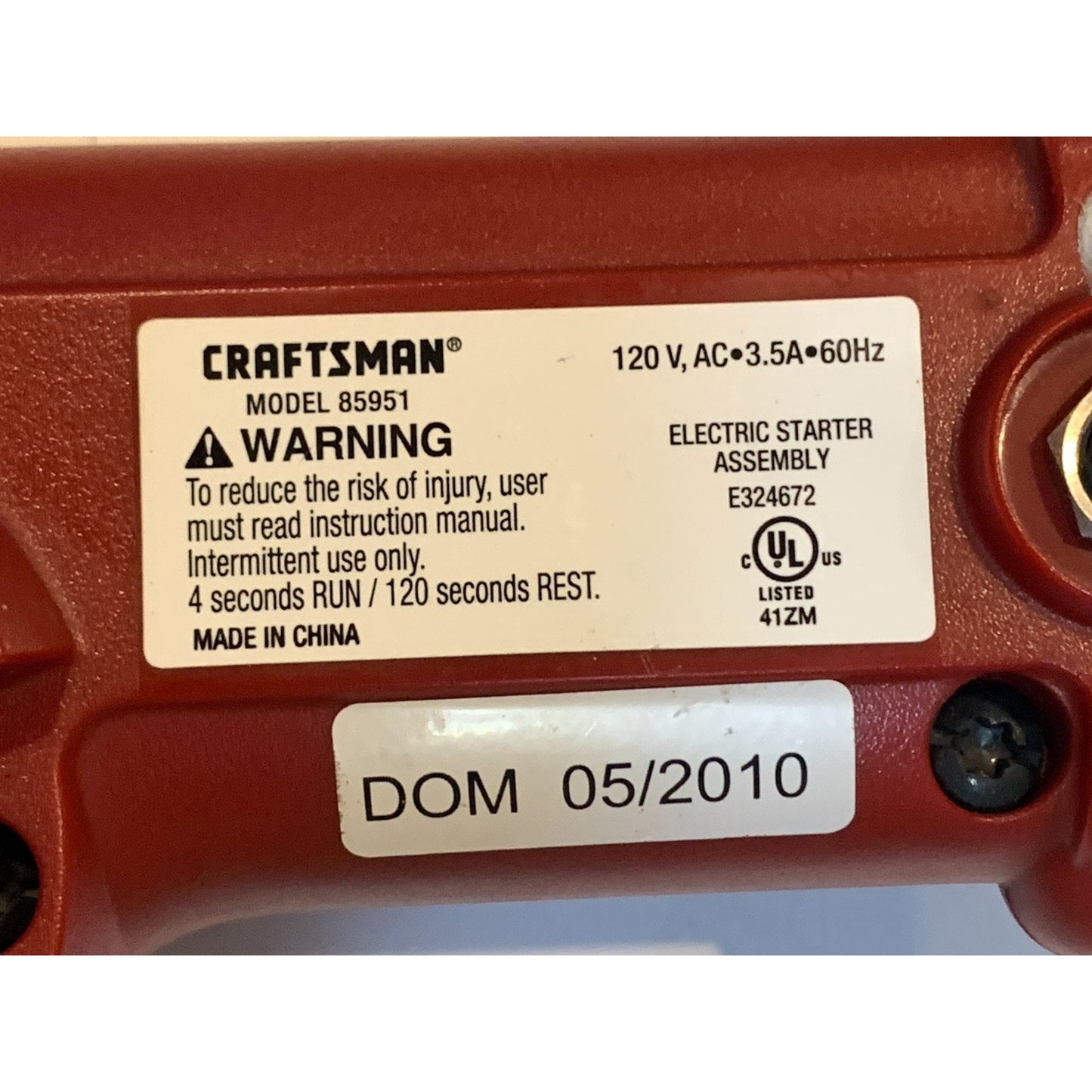 Craftsman Plug-in Power Quick Start 625-04111-1 Motor Trimmer 85951