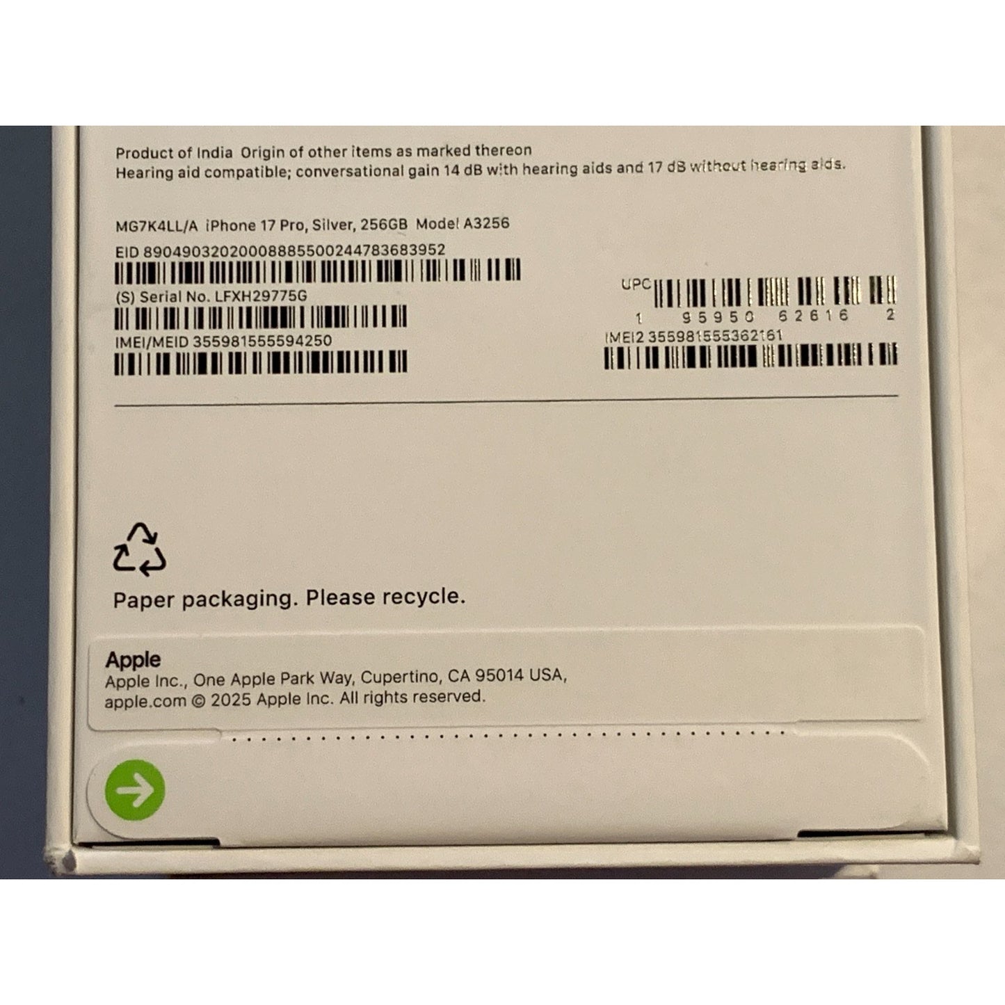 Apple iPhone 17 Pro 256 GB Silver Unlocked