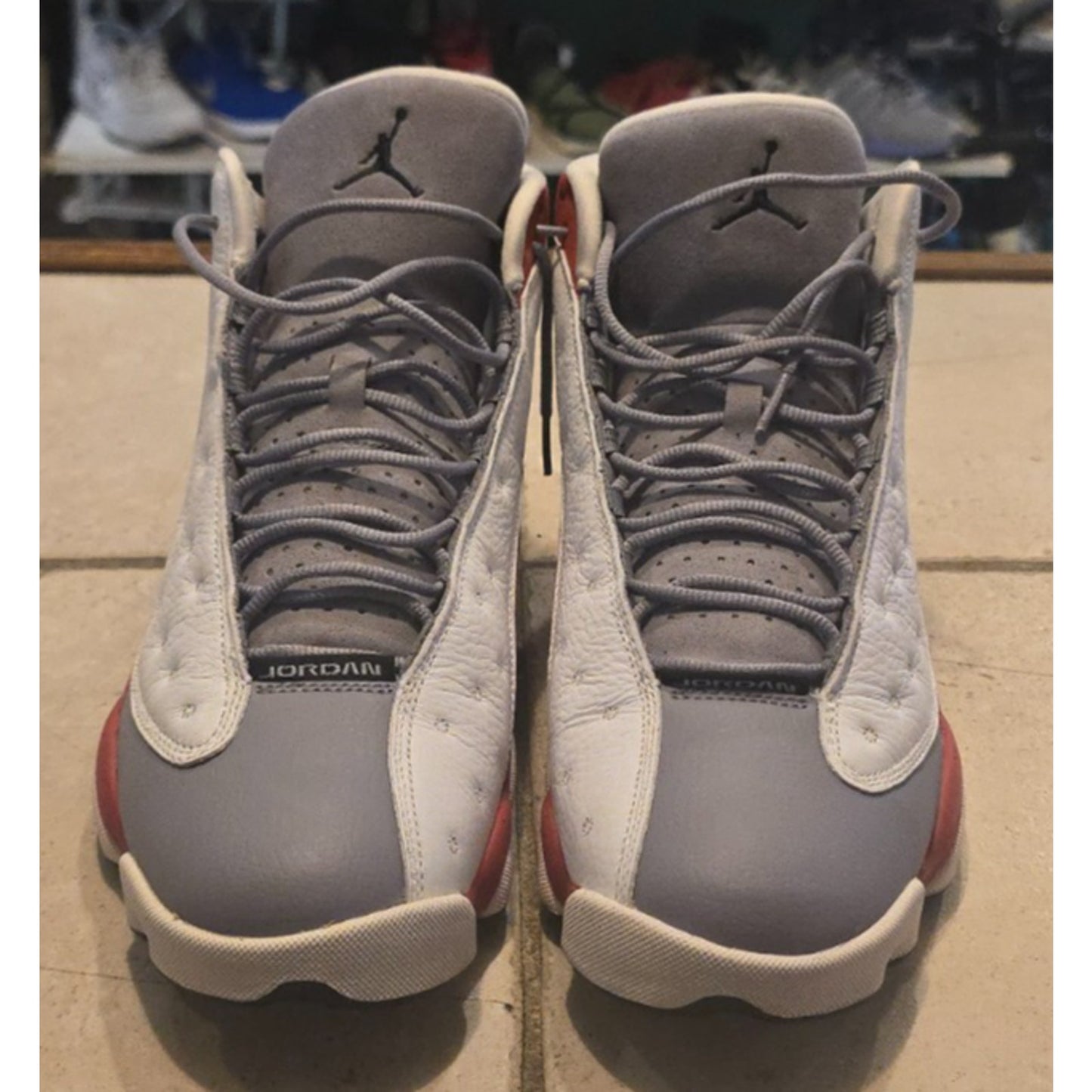2014 Nike Air Jordan 13 Retro Grey Toe White Red Grey OG / 414571-126 / 12M /