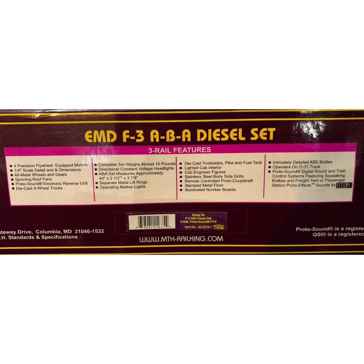 MTH Premier 20-2219-1 Santa Fe F3 A-B-A Diesel Engine Set