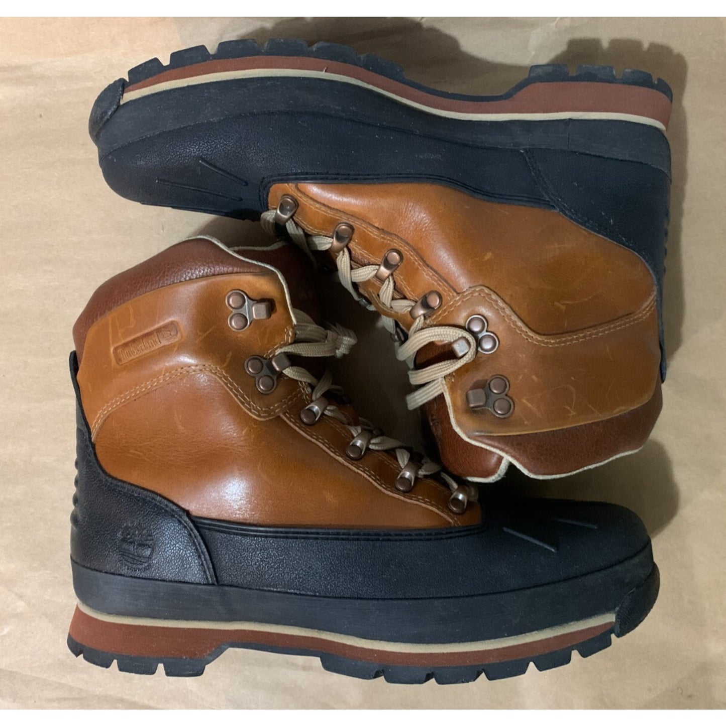 Mens Size 10 Timberland Euro Hiker Shell Toe Boots Tobacco Brown A18DD
