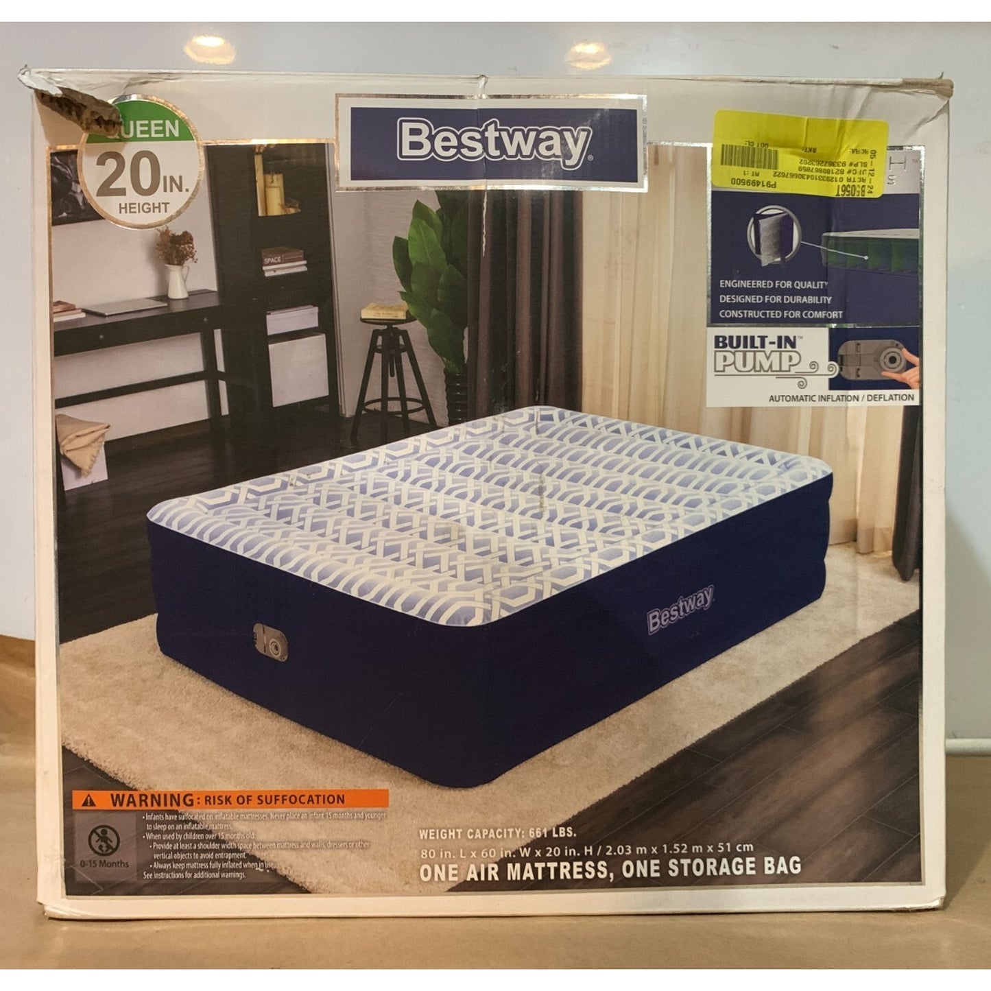 Bestway Tritech Air Mattress Queen 20", with Built-in Pump