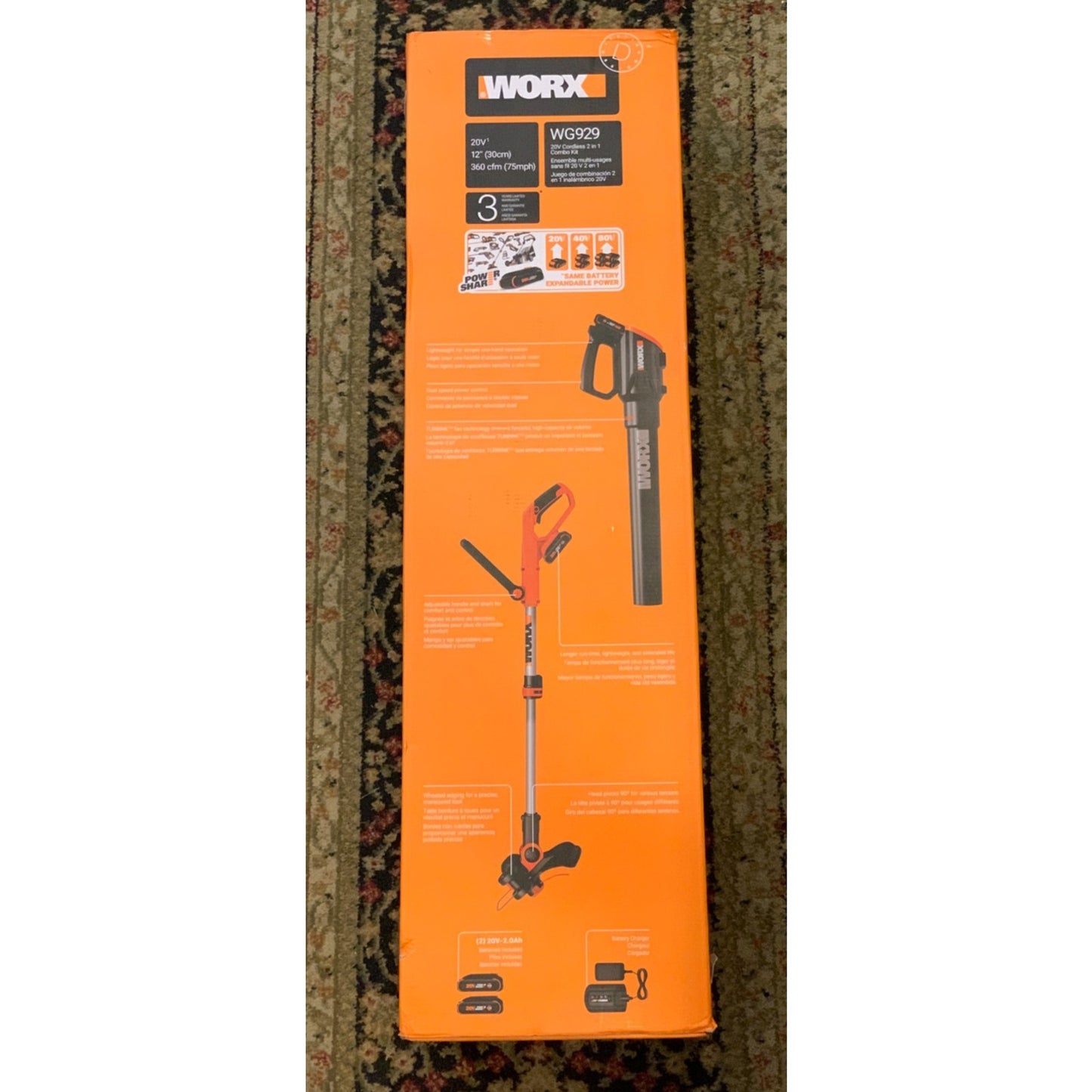 WORX WG928 20 V Trim, Edge & Blow Combo + Battery & Charger