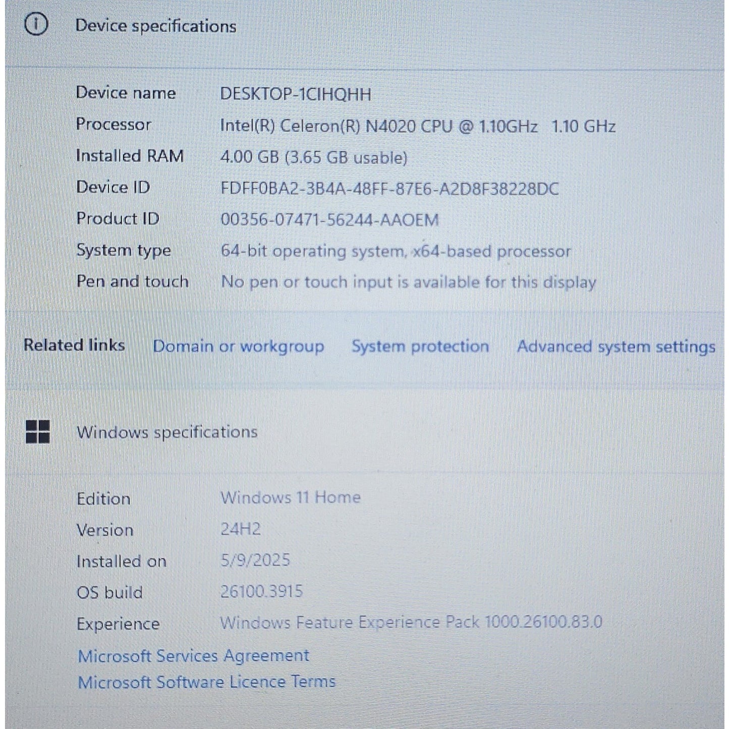 Lenovo Ideapad 1 14IGL7 11.6" Celeron N4020 1.1GHz 4GB RAM 64GB SSD