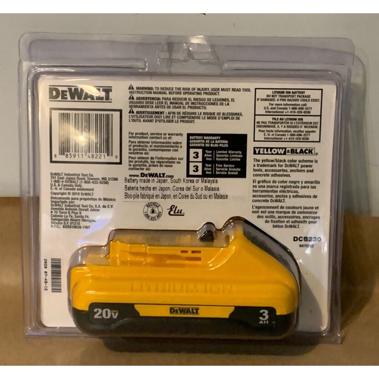 DEWALT 20-Volt MAX Compact Lithium-Ion 3.0Ah Battery Pack DCB230