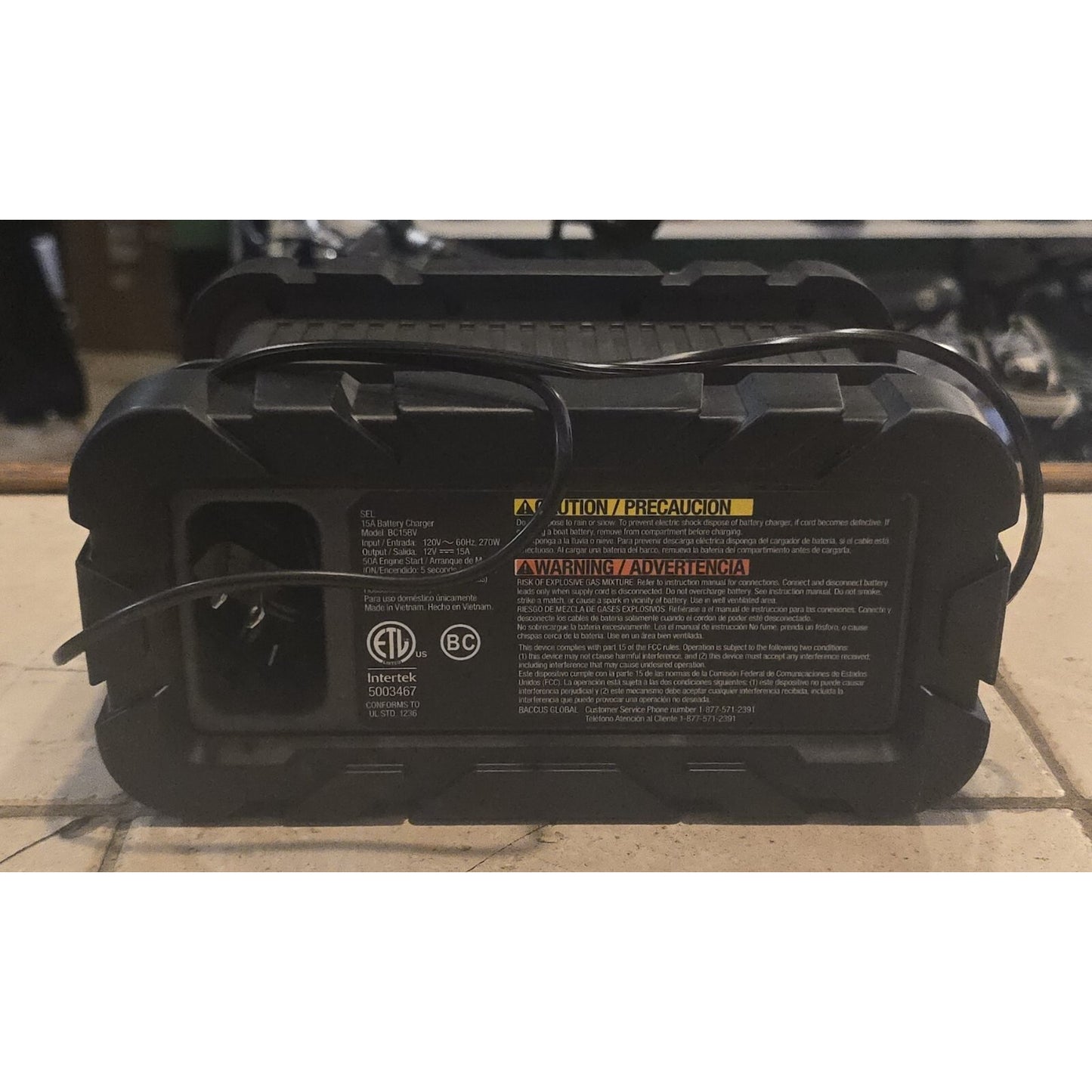 Vector BC15BV Bench Battery Charger & Maintainer 15 Amp 12V w/ 50A Engine Start