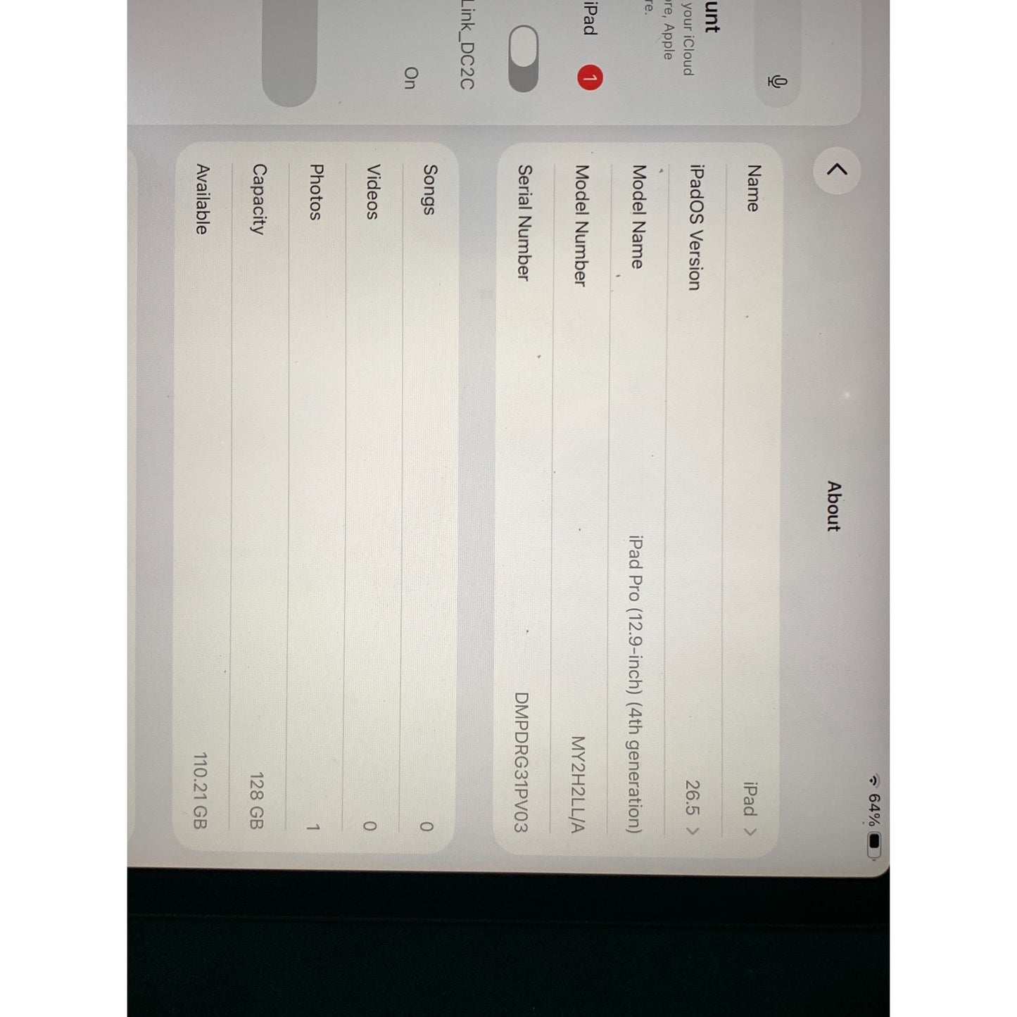 Apple iPad Pro 4th gen - 128GB, Wi-Fi ONLY, 12.9 in -Space Gray/Silver - USED