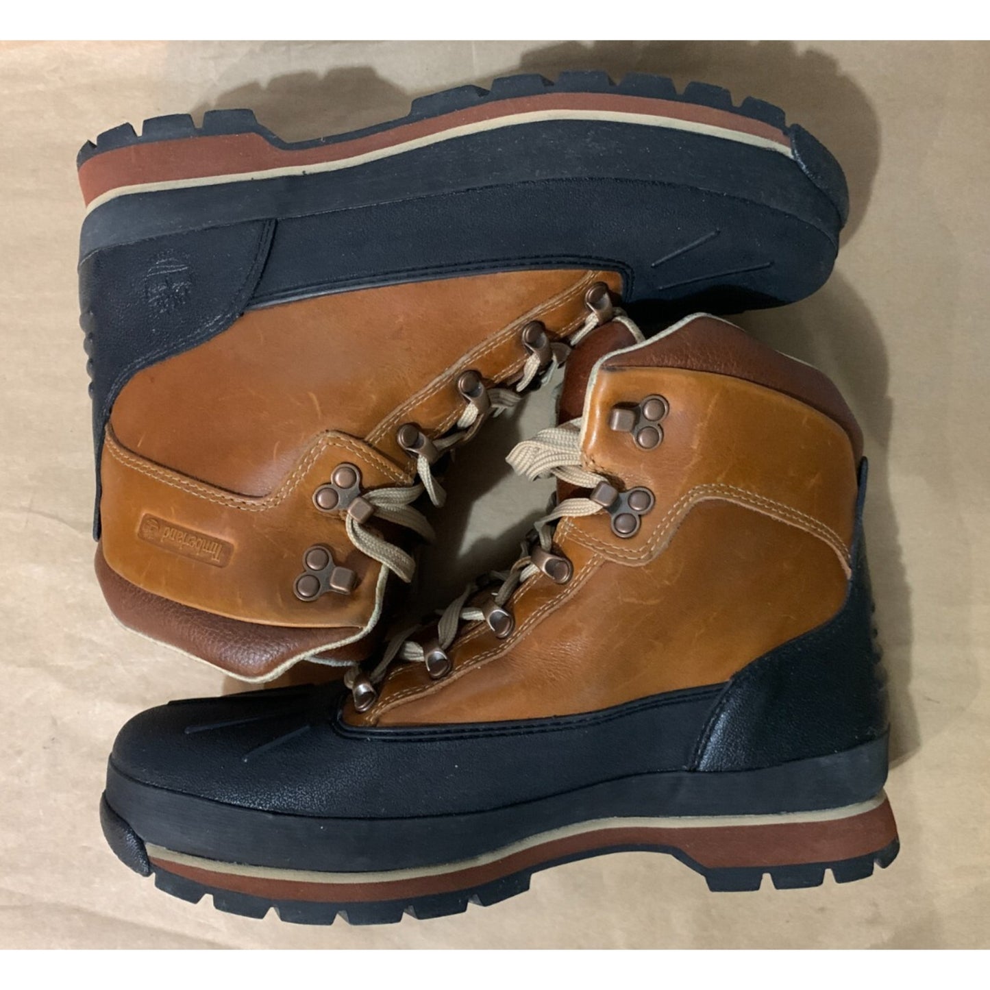 Mens Size 10 Timberland Euro Hiker Shell Toe Boots Tobacco Brown A18DD