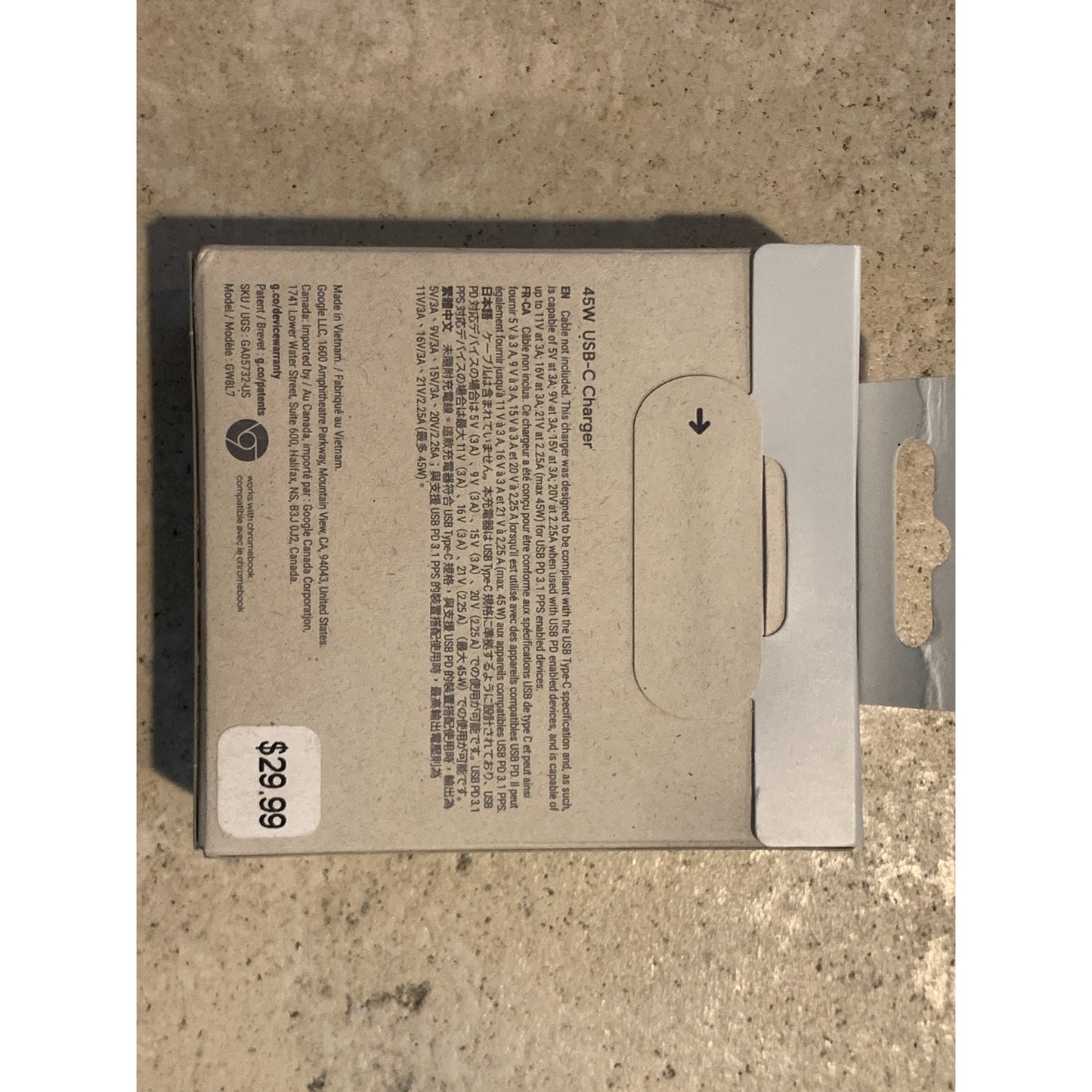 Google 45 Watt 45W USB-C Power Adapter Charger