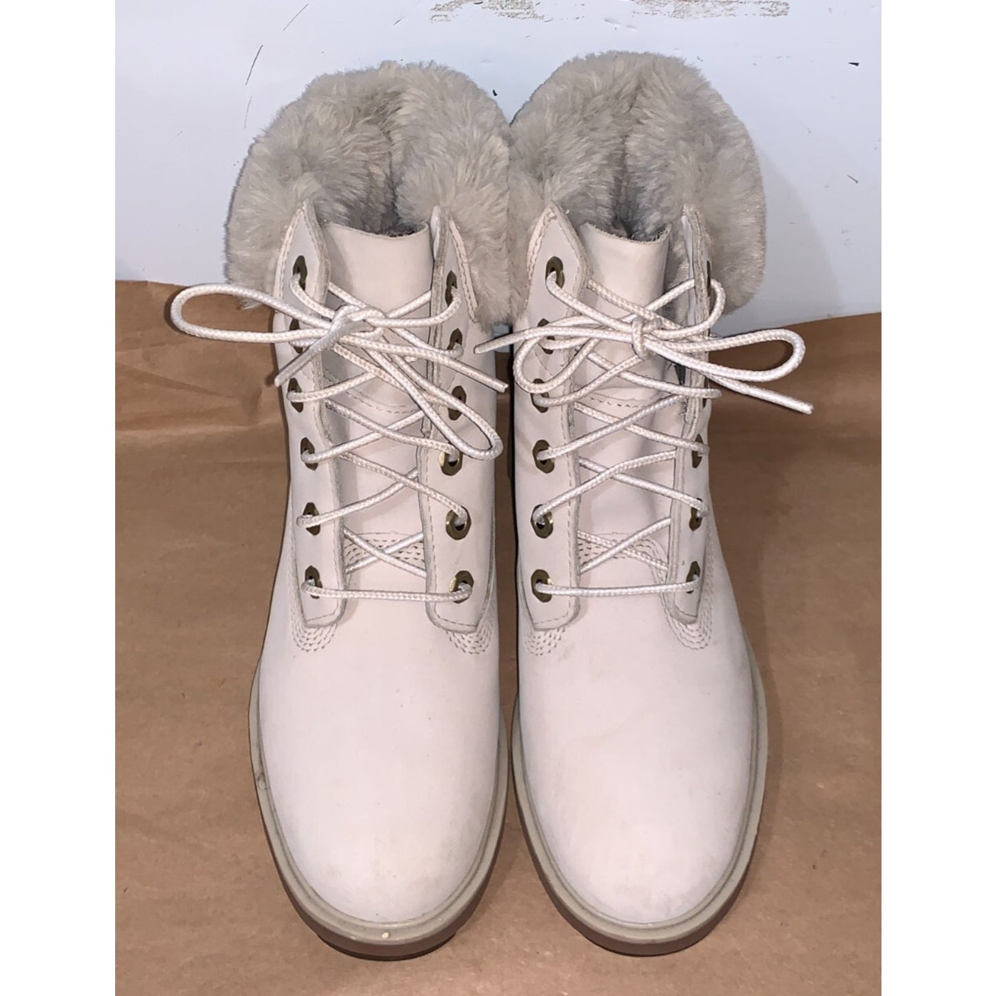 Timberland Women Boots KINSLEY Waterproof Leather Bootie US 8 Cream
