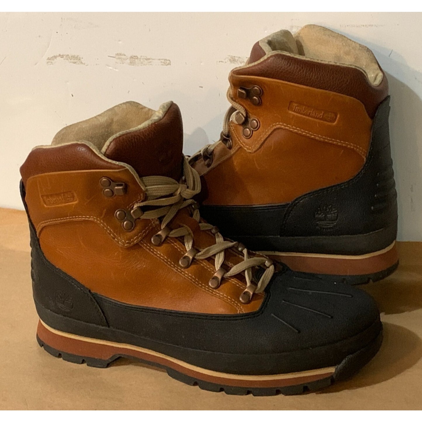 Mens Size 10 Timberland Euro Hiker Shell Toe Boots Tobacco Brown A18DD