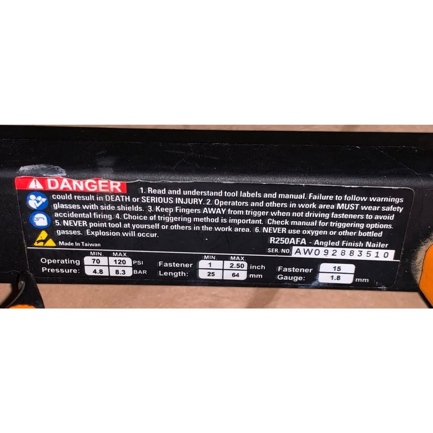 Rigid R250AFA- Angled Finish Nailer