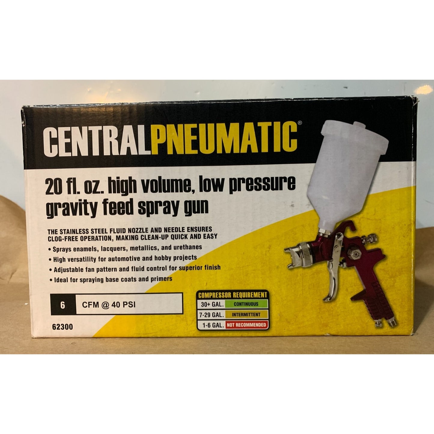 CENTRAL PNEUMATIC 20 oz. HVLP Gravity-Feed Air Spray Gun