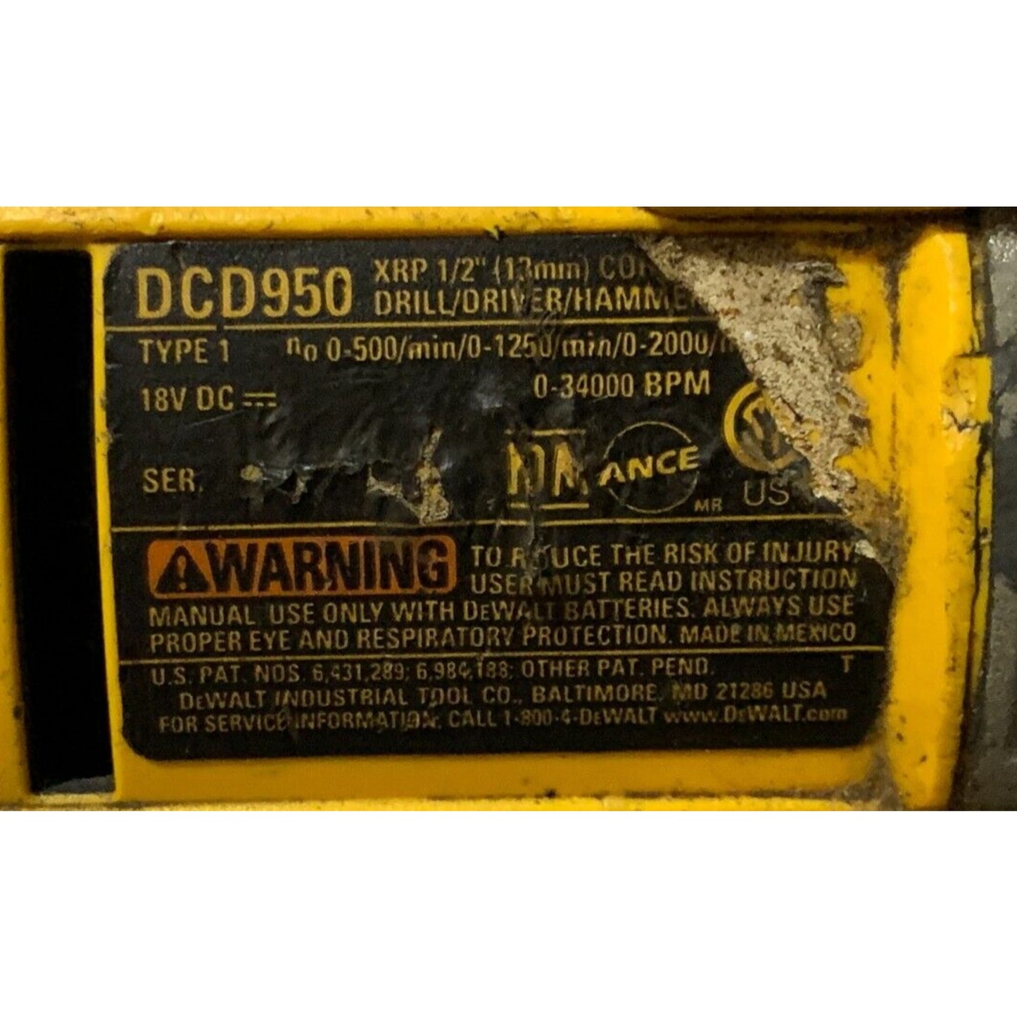 DeWalt 18V Volt DCD950 XRP 1/2" 13mm Hammer Drill Bare Tool Tested And Working