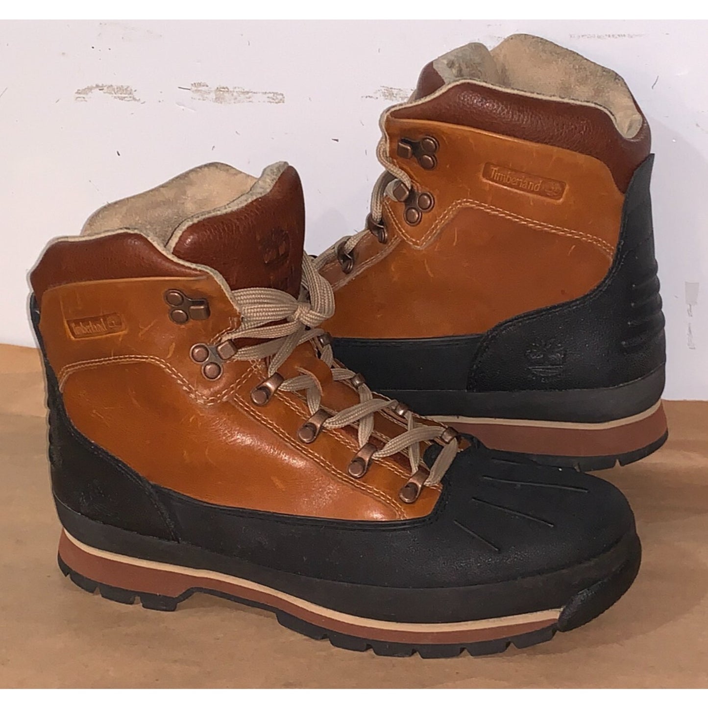 Mens Size 10 Timberland Euro Hiker Shell Toe Boots Tobacco Brown A18DD