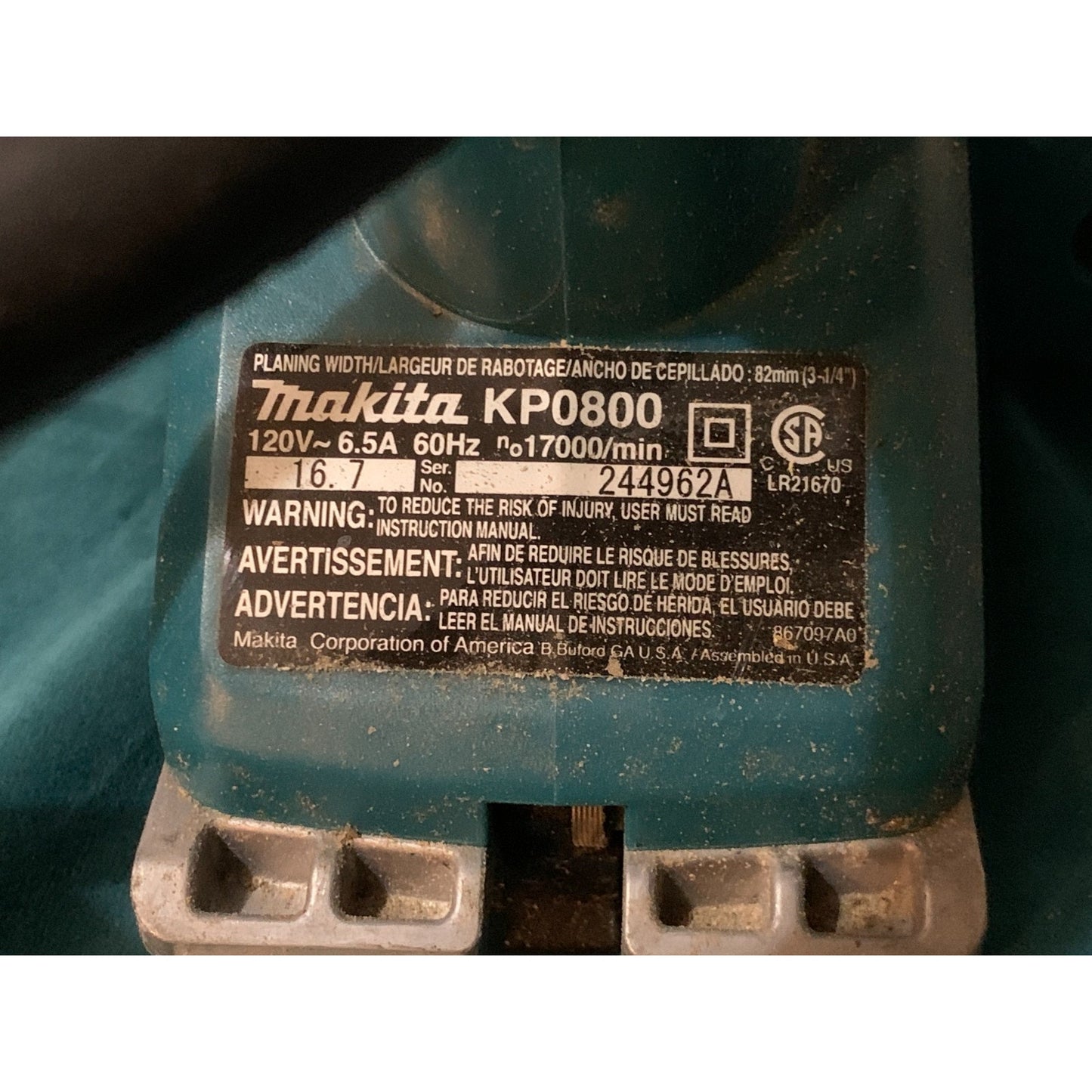 Makita 3 1/4" Corded Electric Planer KP0800