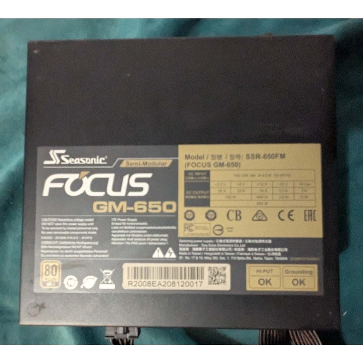 Seasonic Focus GM-650 650W 80+ Gold Semi Modular Power Supply