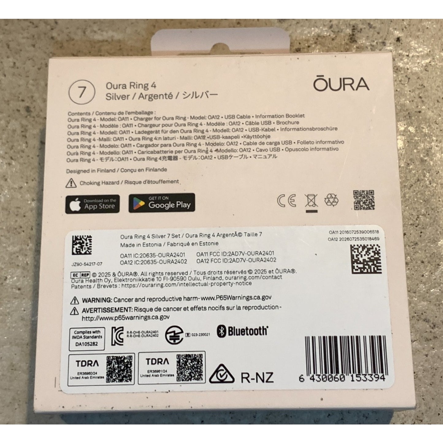 BRAND NEW SEALED Oura Ring 4 Smart Ring Size 7 Activity Tracker, 4th Gen. Silver