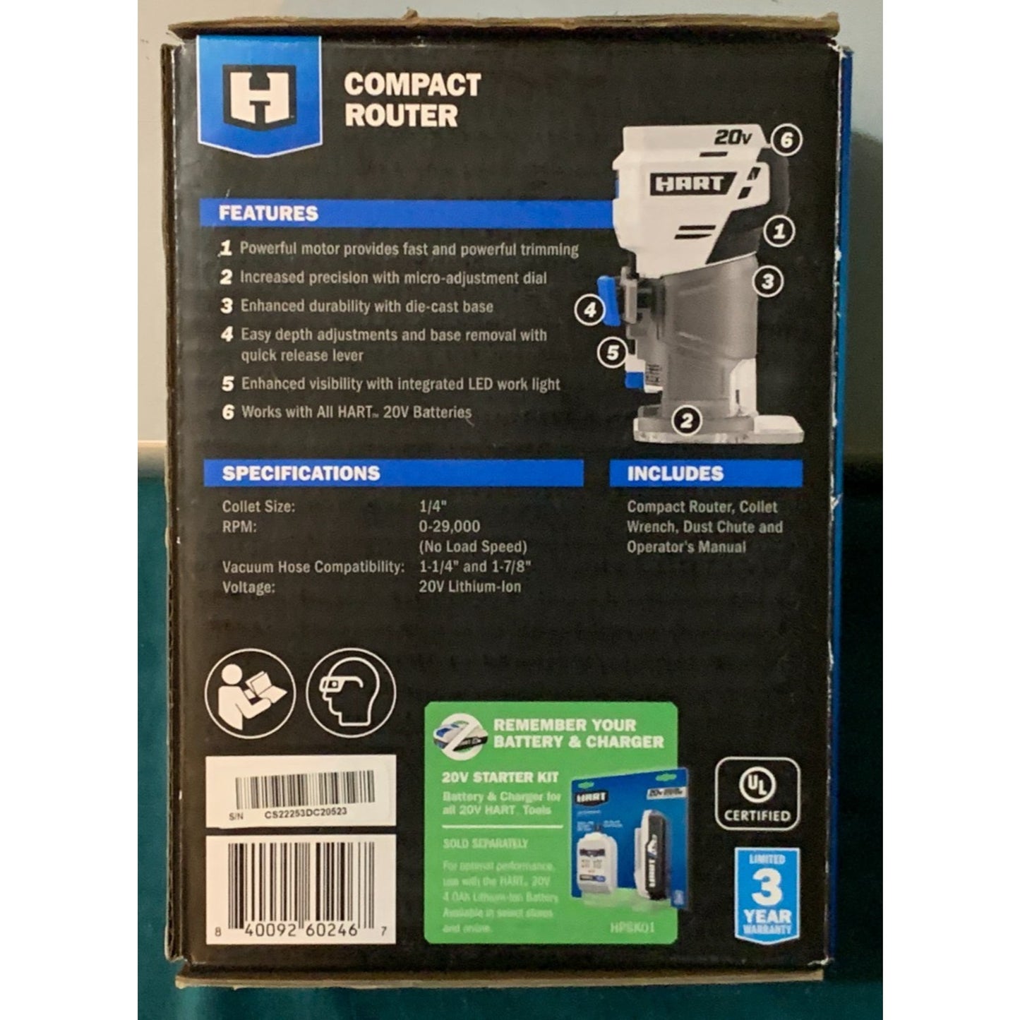Hart 20-Volt Cordless Trim Router for Cutting, Shaping and Trimming (HPRR01)