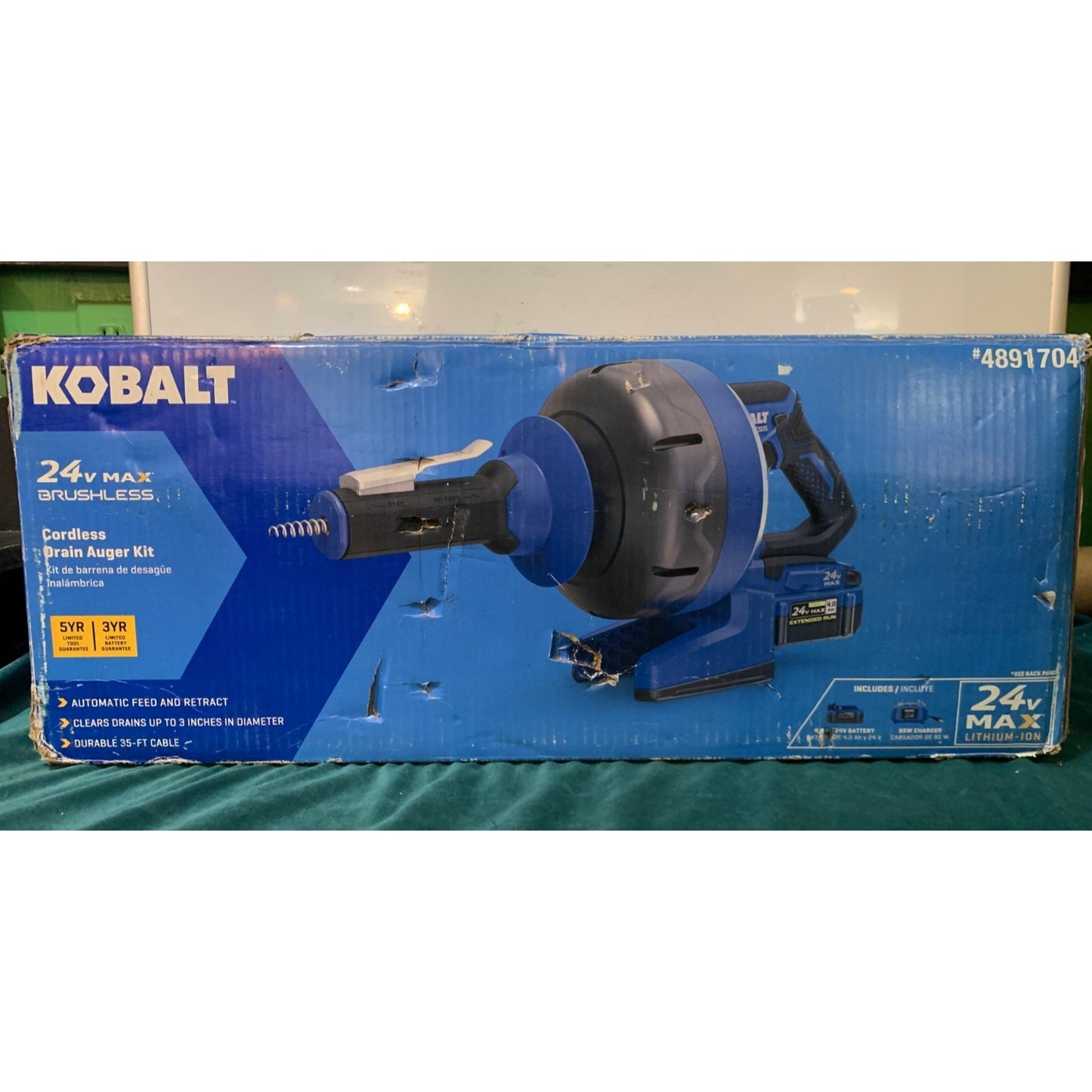 Kobalt 24V Max Cordless Drain Auger Kit With Battery & Charger #4891704