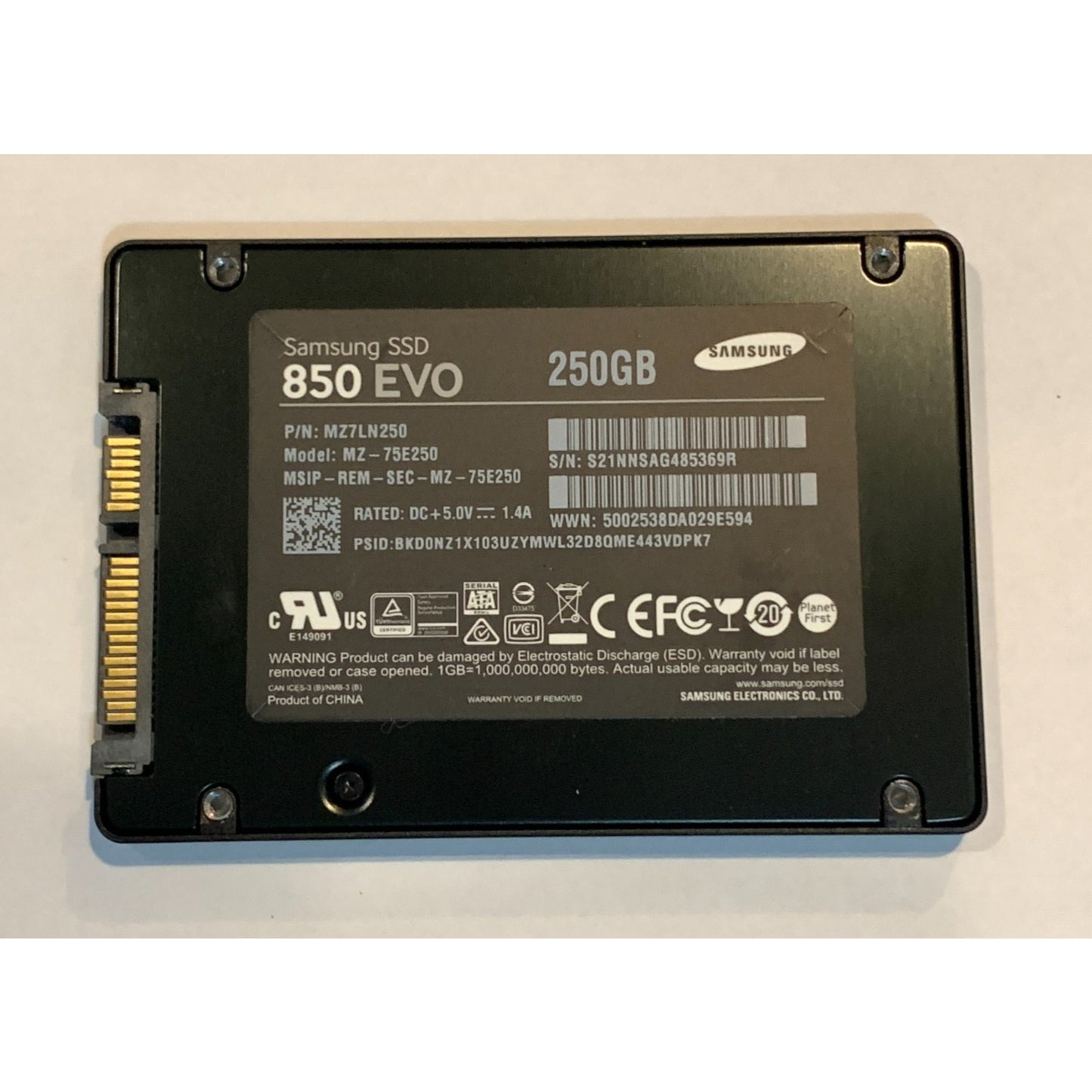 Samsung 850 EVO 250GB 2.5" SATA Internal SSD MZ-75E250 Black