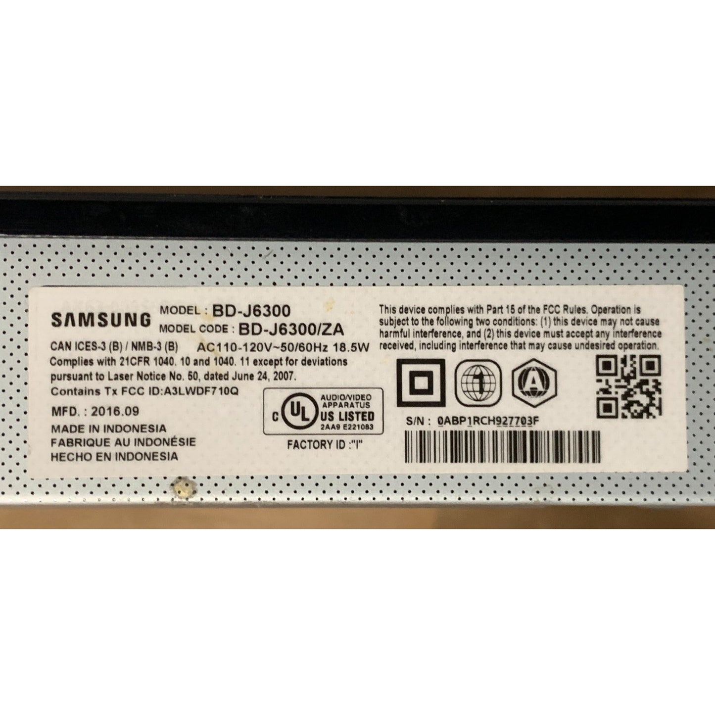 Samsung BD-J6300 UHD Upscaling Smart Blu-Ray 3D Player DVD Tested No Remote