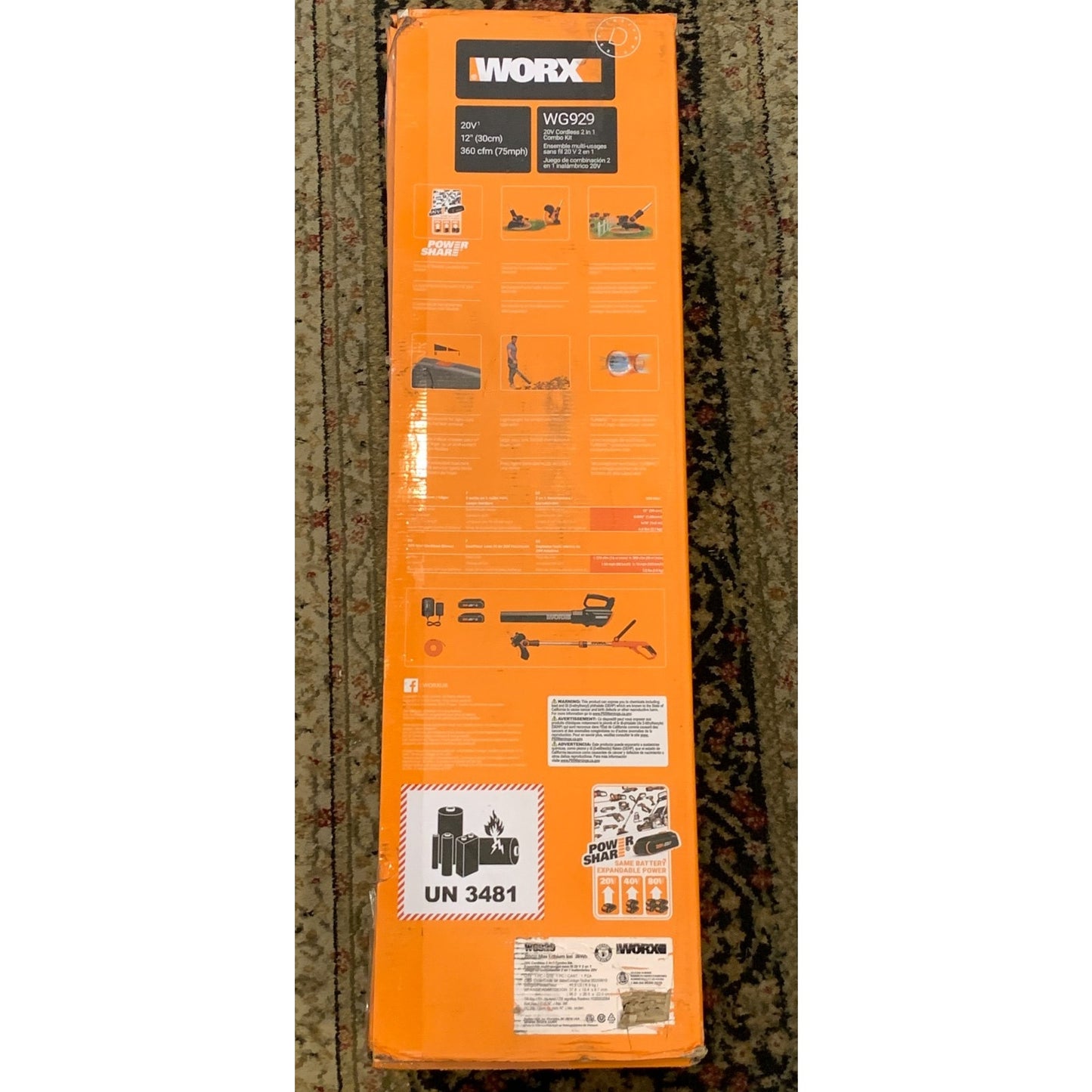 WORX WG928 20 V Trim, Edge & Blow Combo + Battery & Charger