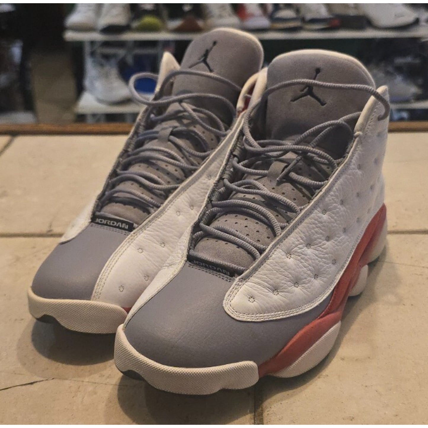 2014 Nike Air Jordan 13 Retro Grey Toe White Red Grey OG / 414571-126 / 12M /