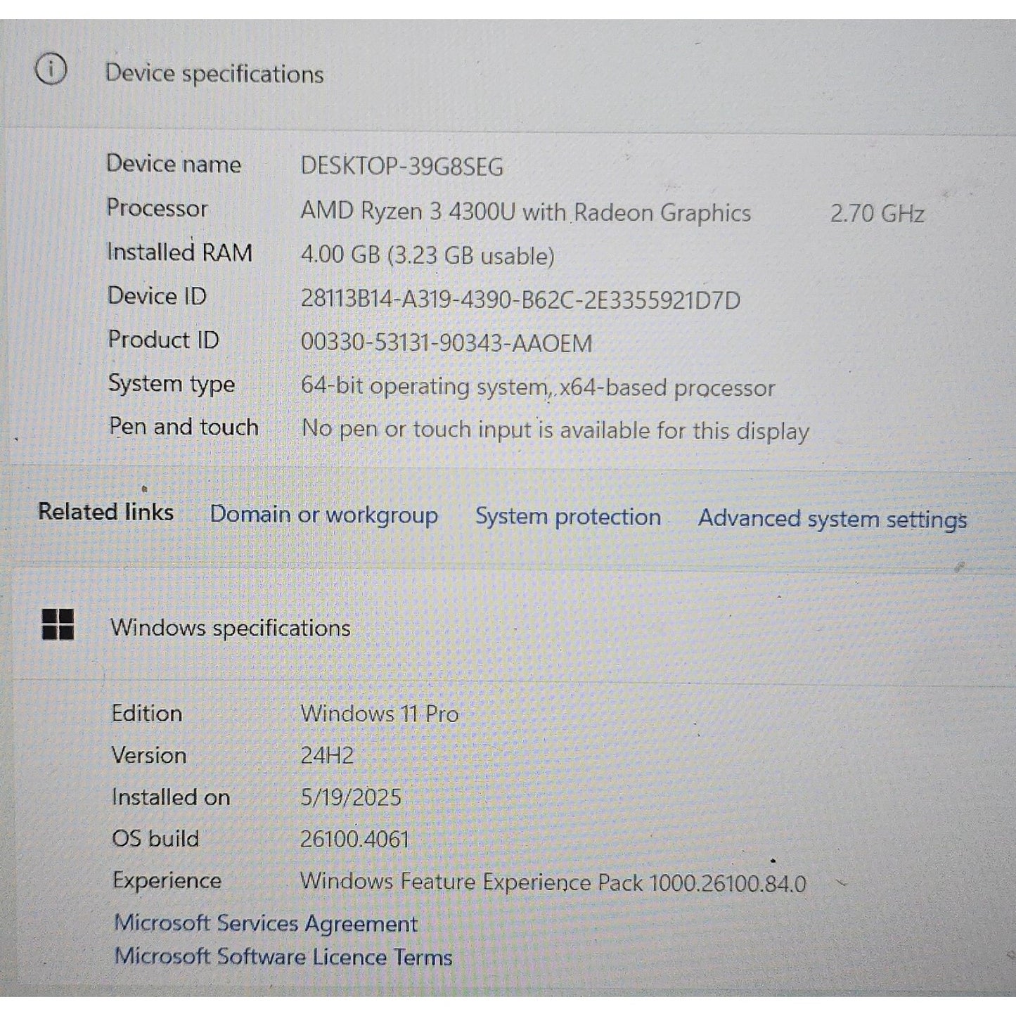 15.6"Lenovo ThinkPad E15 Gen 2 AMD Ryzen 3 4300U 2.70GHz RAM 8GB SSD 256GB