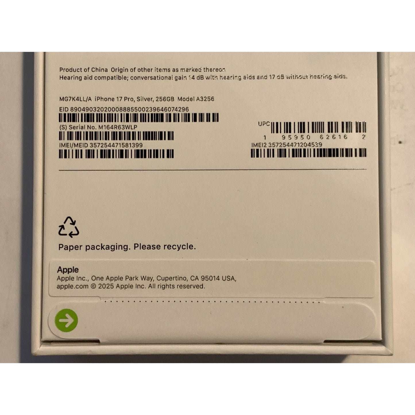 Apple iPhone 17 Pro 256 GB Silver Unlocked
