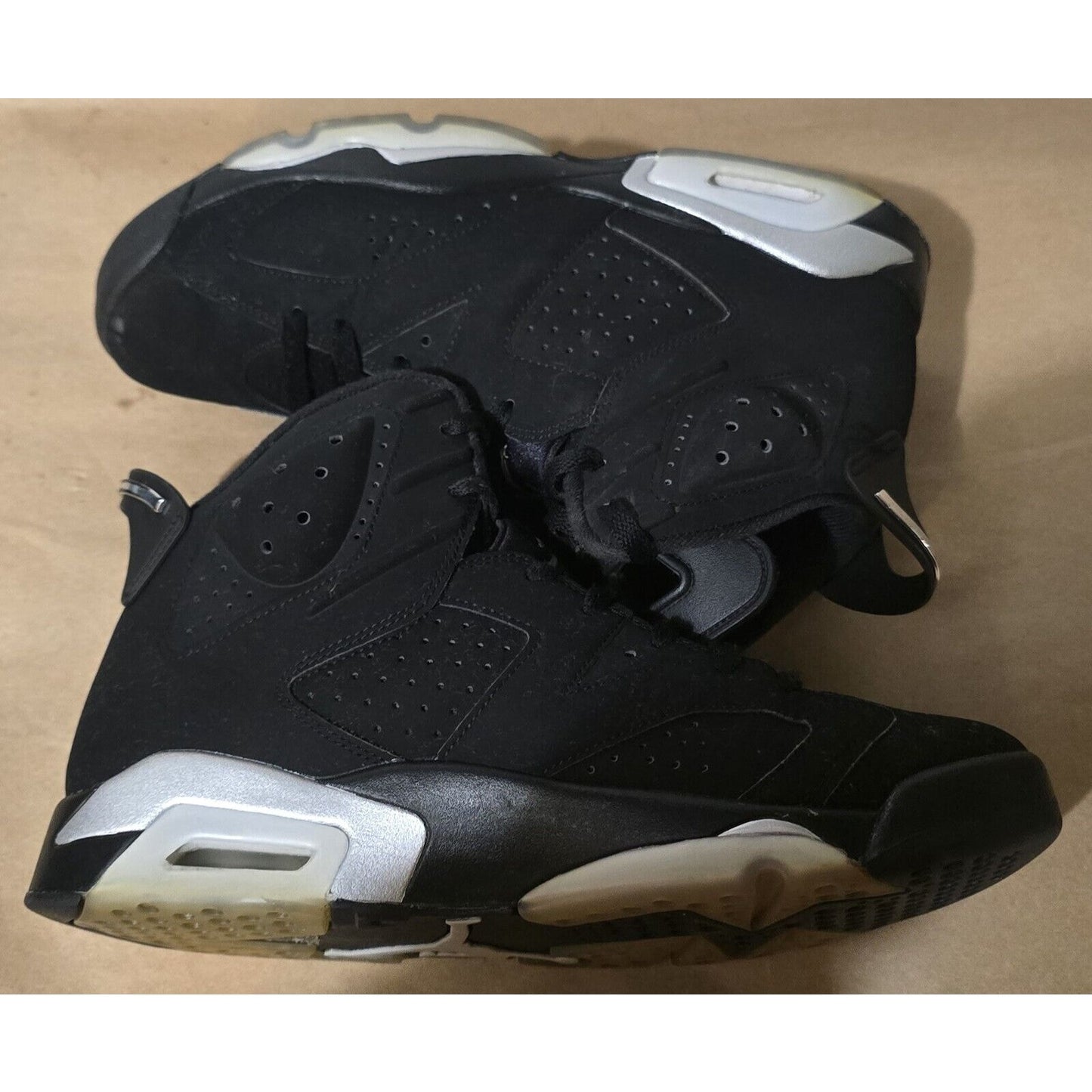 Air Jordan 6 Chrome Retro GS Sneakers Black 2022 DX2835-001 Size 10.5M