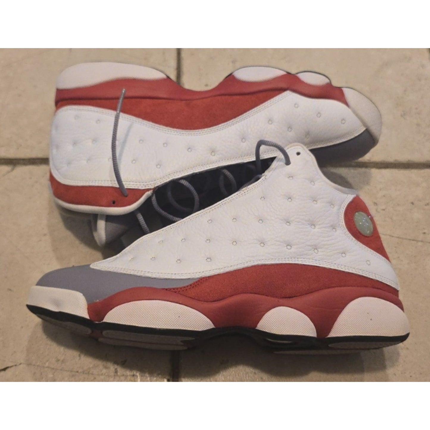 2014 Nike Air Jordan 13 Retro Grey Toe White Red Grey OG / 414571-126 / 12M /