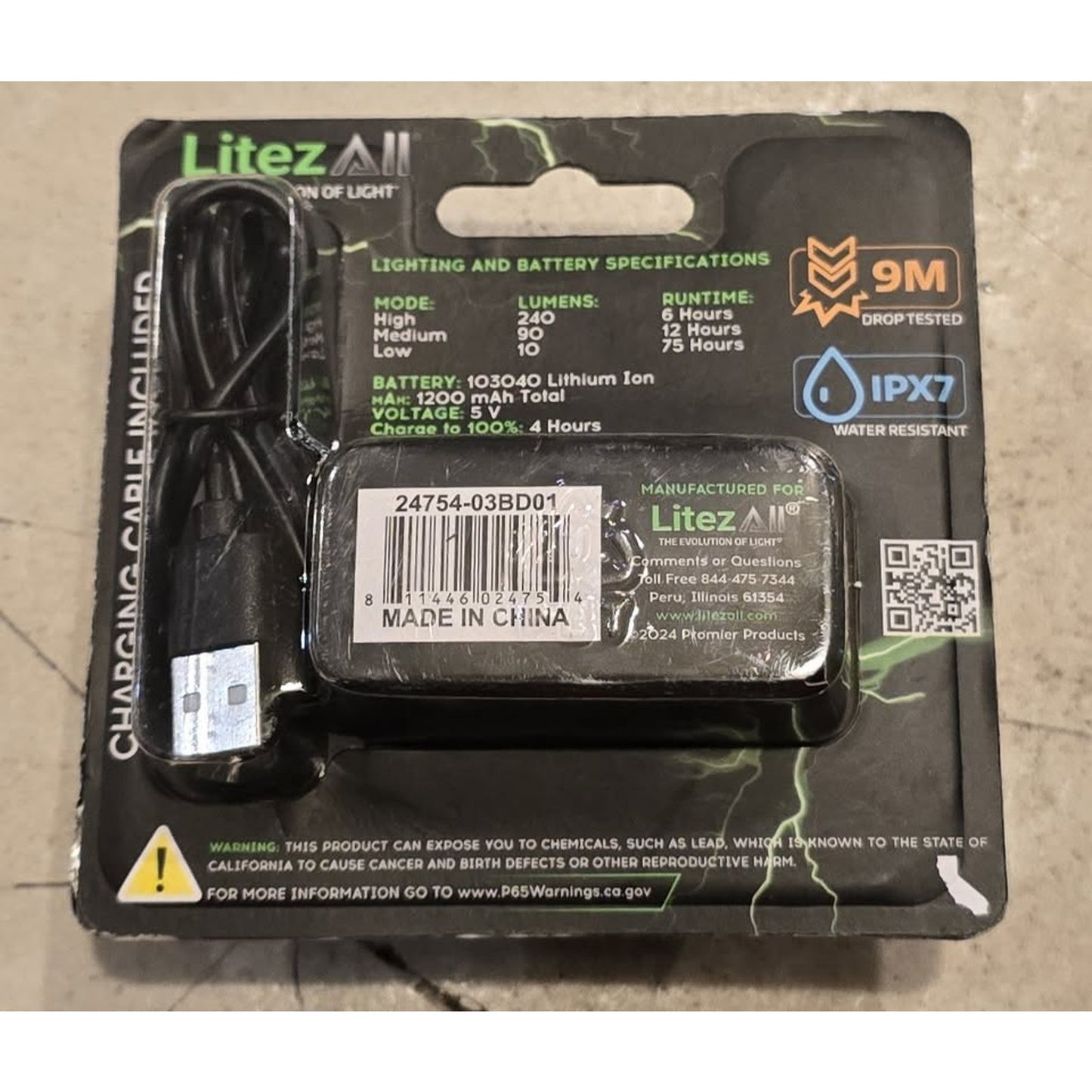 LitezAll Nearly Invincible Rechargeable Head Lamp