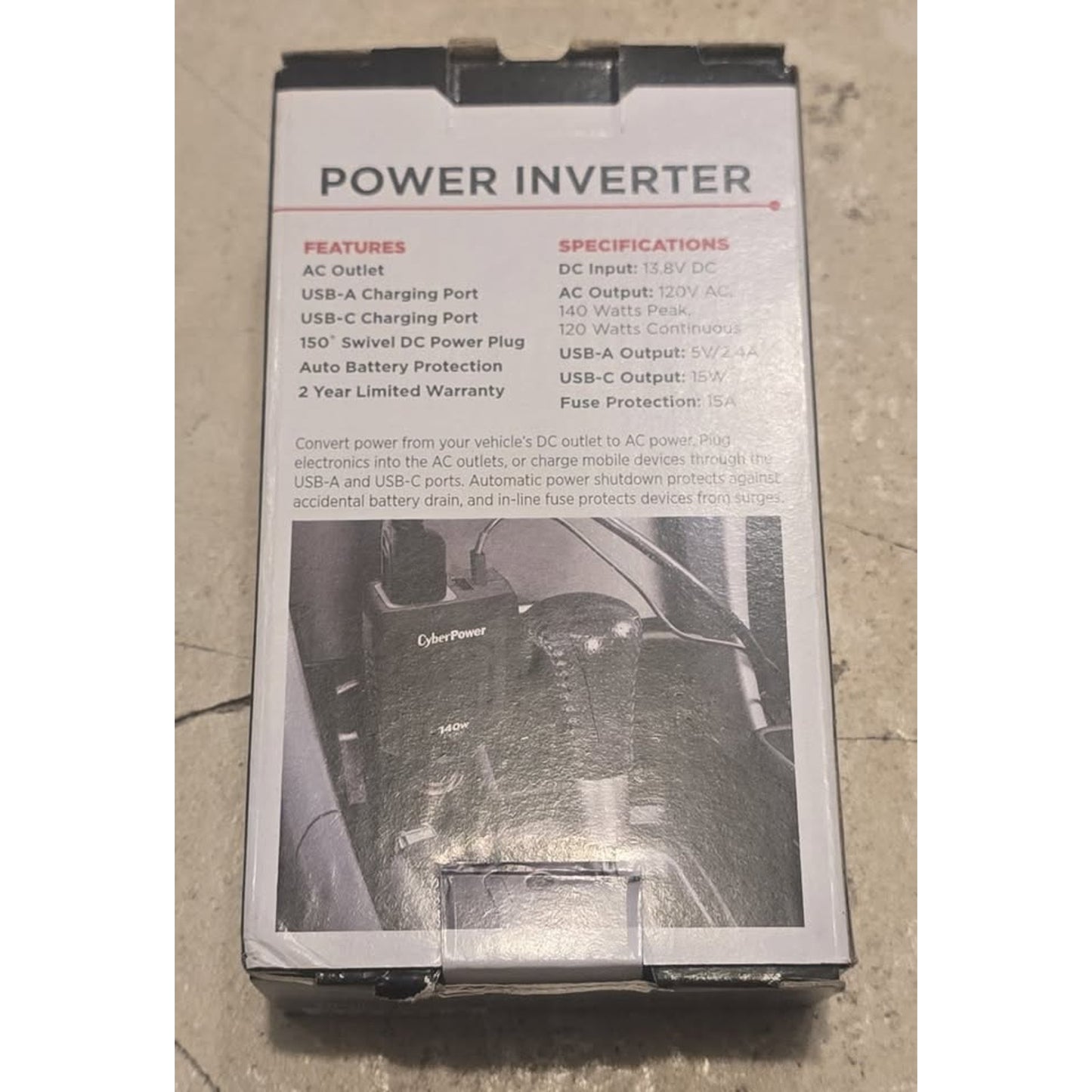 Cyberpower 140W Car Inverter / M140BUC /