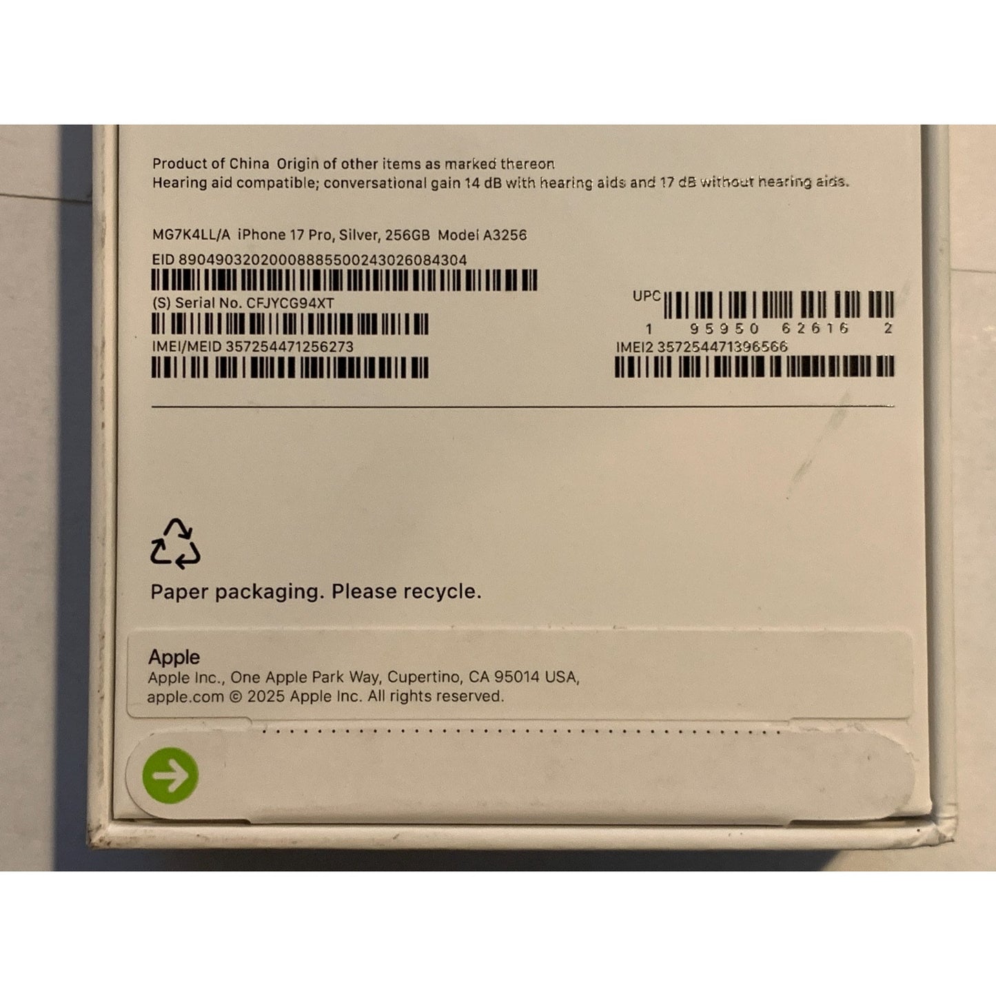 Apple iPhone 17 Pro 256 GB Silver Unlocked
