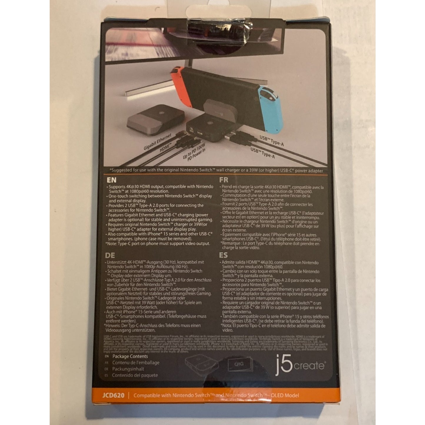 j5create JCD620 Mini Docking Station for Nintendo Switch - New