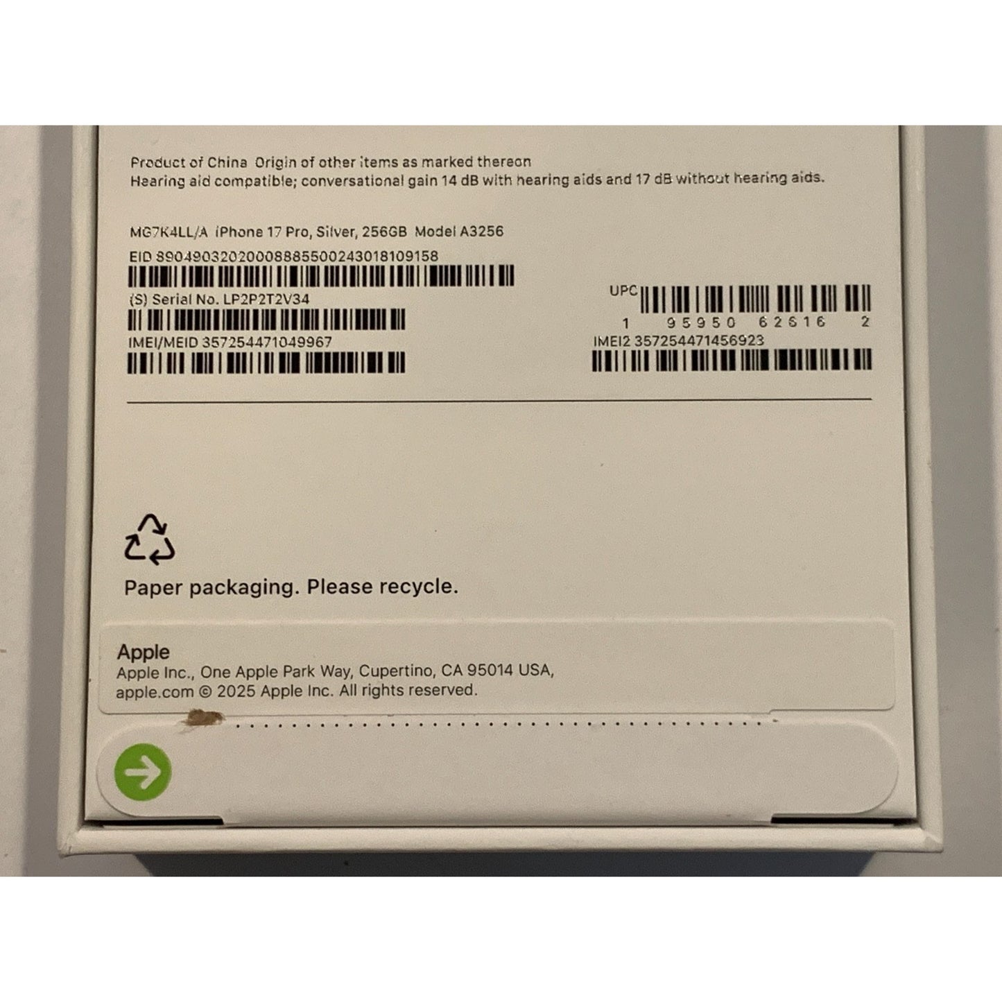 Apple iPhone 17 Pro 256 GB Silver Unlocked
