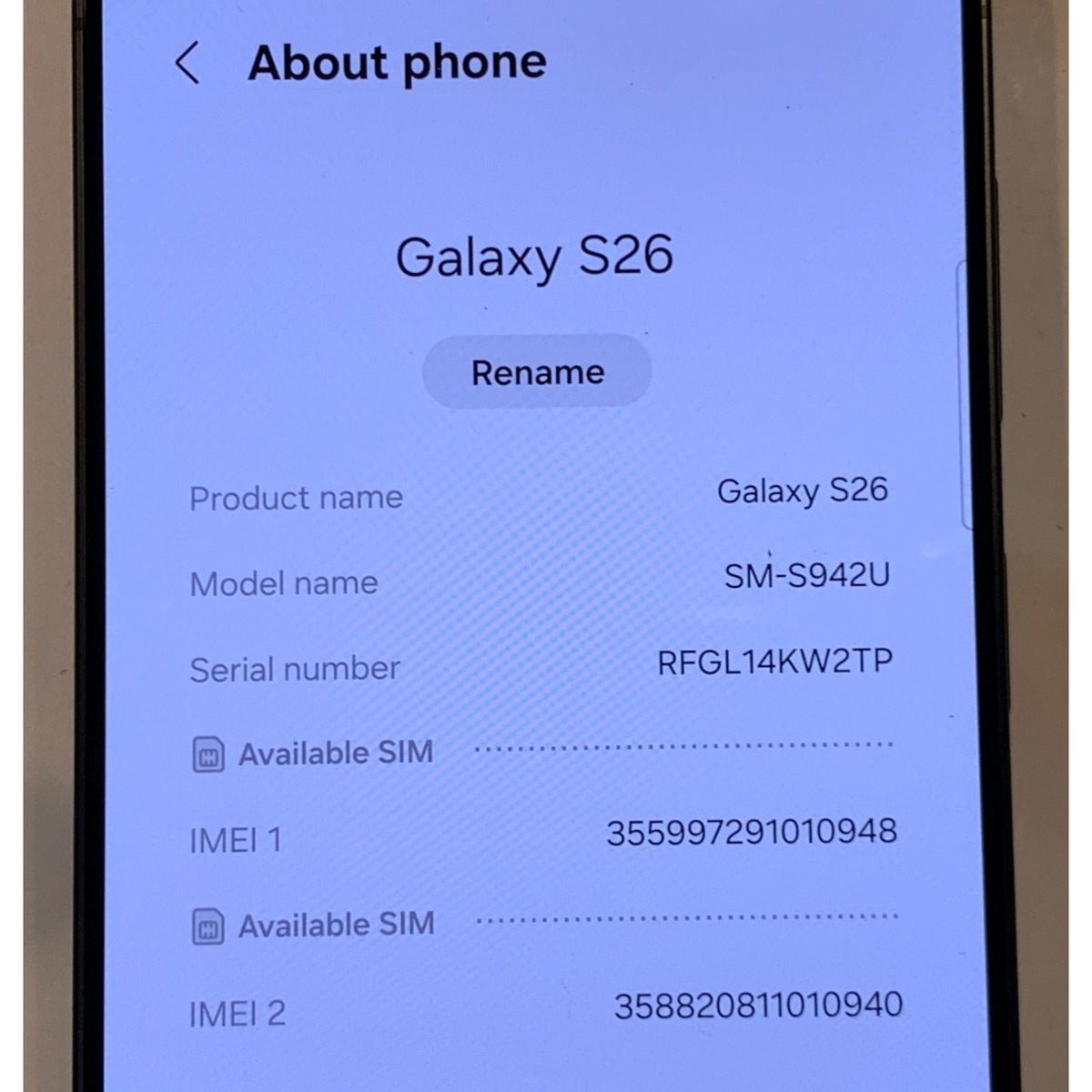 Samsung Galaxy S26 5G SM-S942U 512GB Grey Tmobile
