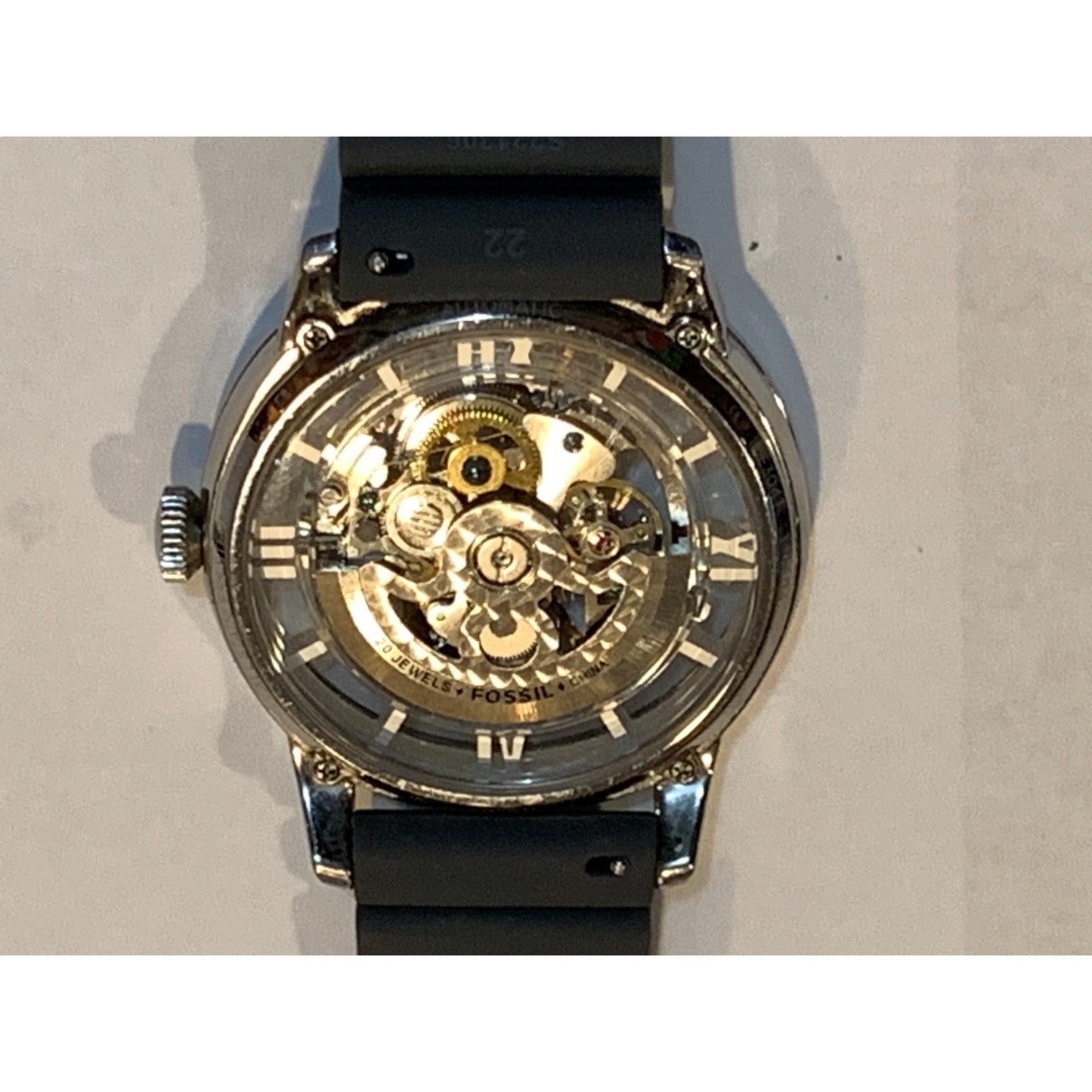 Fossil ME3041 Townsman Black Automatic Skeleton Leather band Watch 44mm