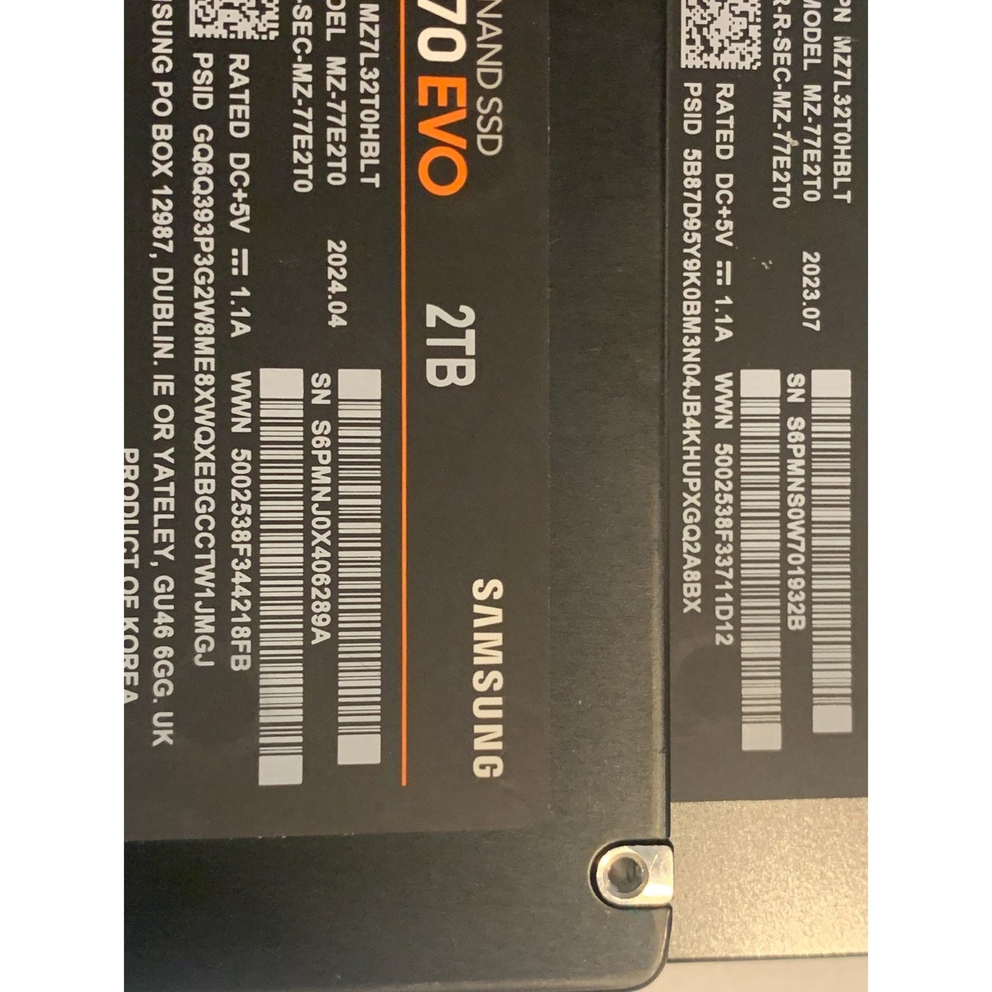 Samsung 870 EVO 2TB 2.5" SATA III Internal SSD MZ-77E2T0 99-100% Health