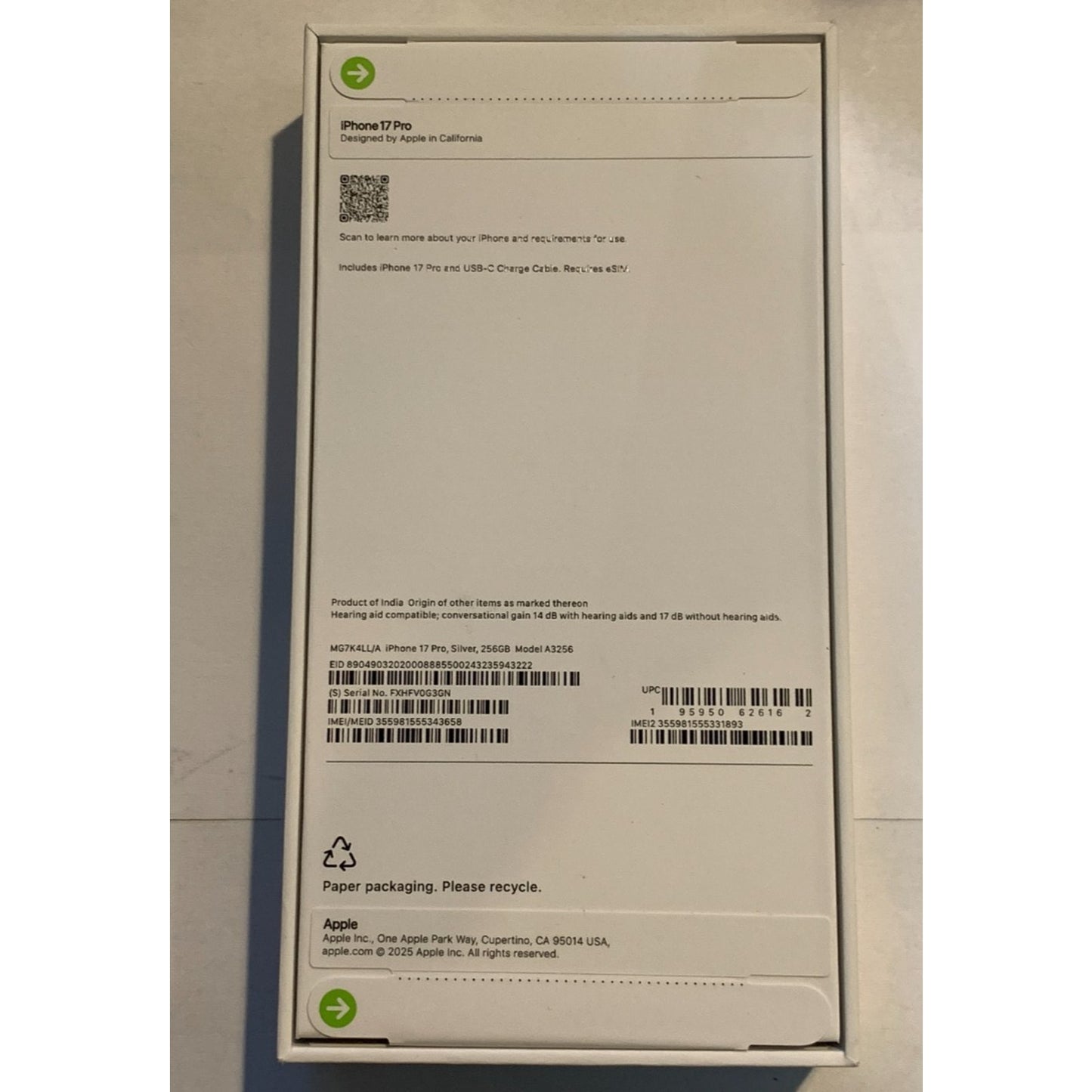 Apple iPhone 17 Pro 256 GB Silver Unlocked