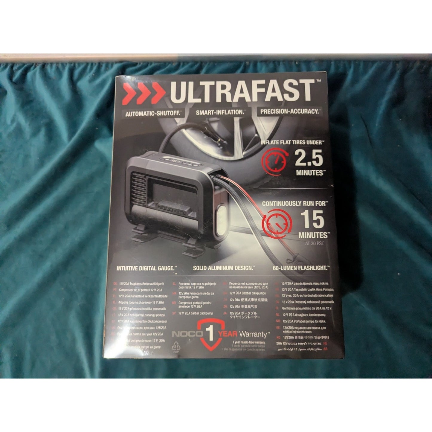 NOCO AIR20 UltraFast 20A 12V Portable Tire Inflator and Air Compressor Pump