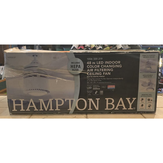 Hampton Bay 1006 320 219 48 in. Integrated LED Indoor White Ceiling Fan with Light Kit