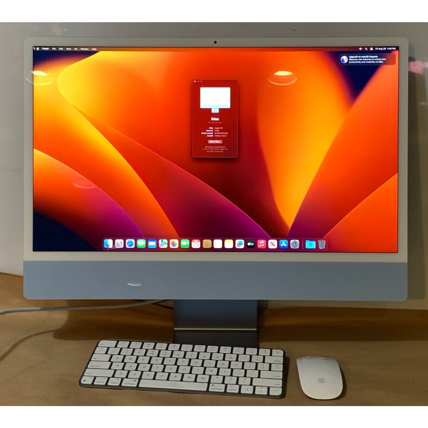 2021 Apple iMac 24" M1 3.2GHz 8GB RAM 256GB SSD Blue MJV93LL/A