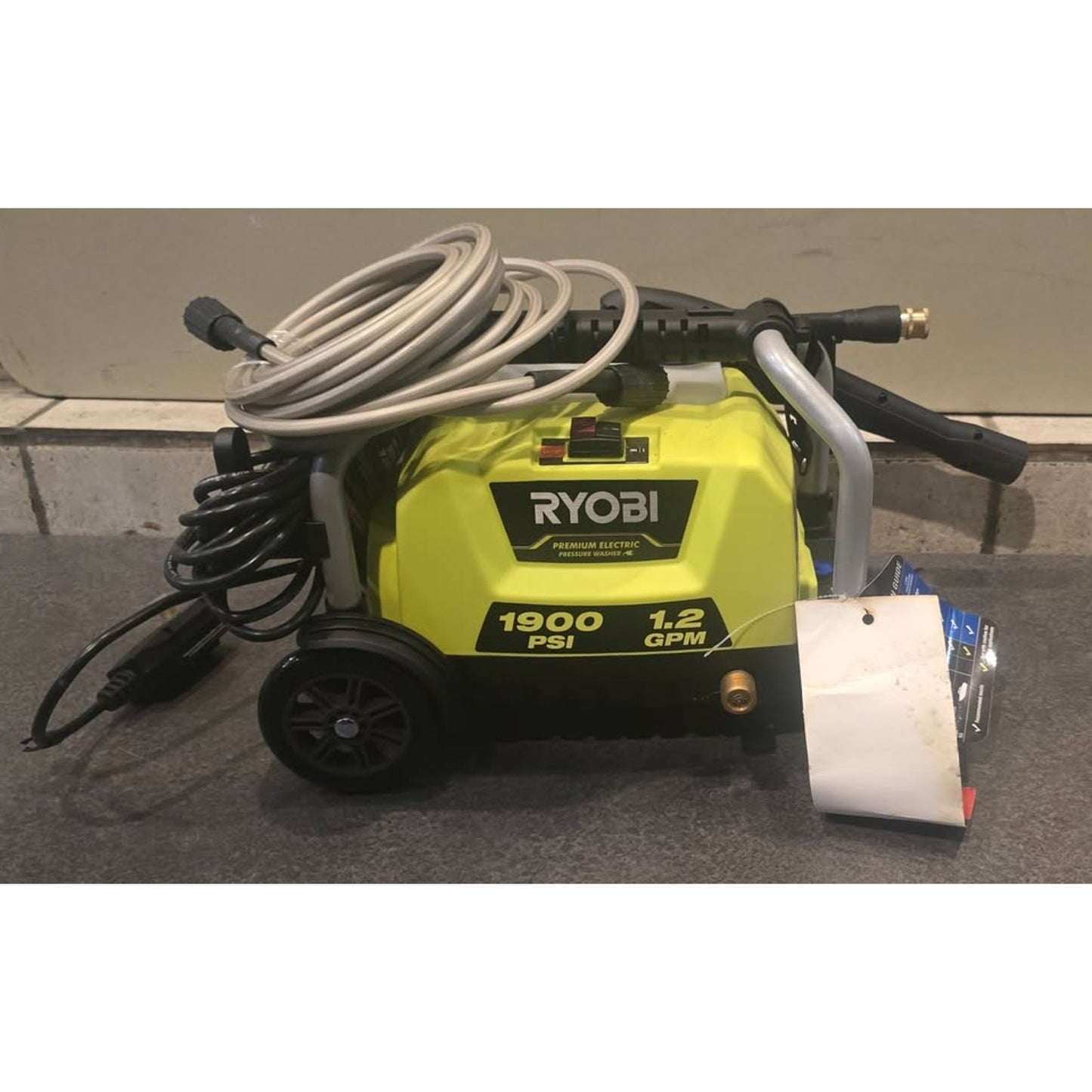 Ryobi 1900 PSI 1.2 GPM Cold Water Wheeled Electric Pressure Washer / RY1419MTVNM /