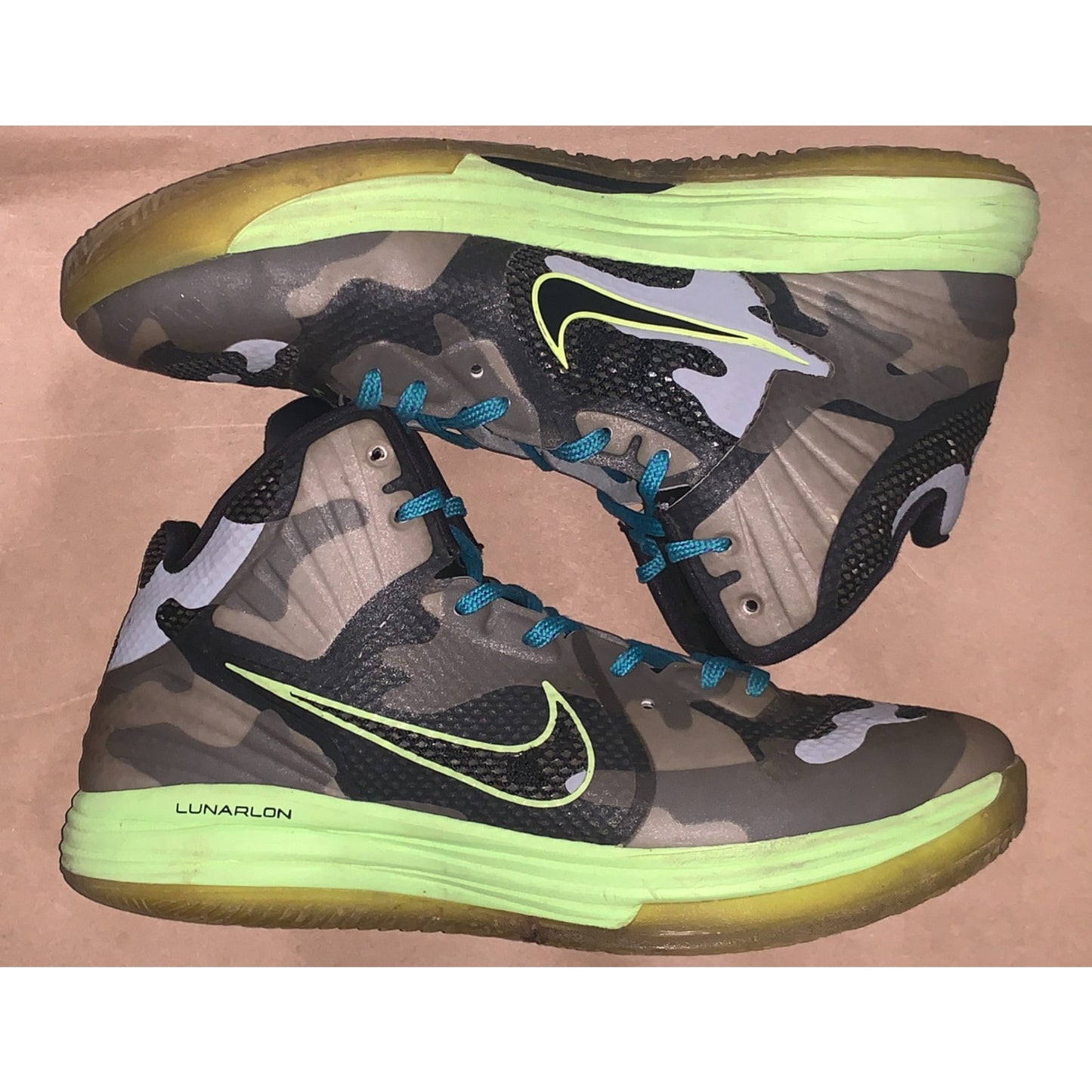 Nike Lunar Hypergamer Grey Camo Neon 2011 Size 10.5 Style 469756-012