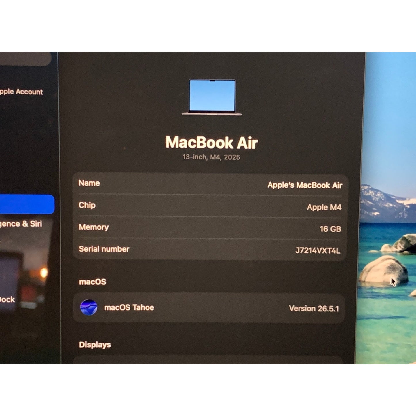 Apple MacBook Air 13" 2025 - M4 16GB RAM 256GB SSD - Space grey A3240