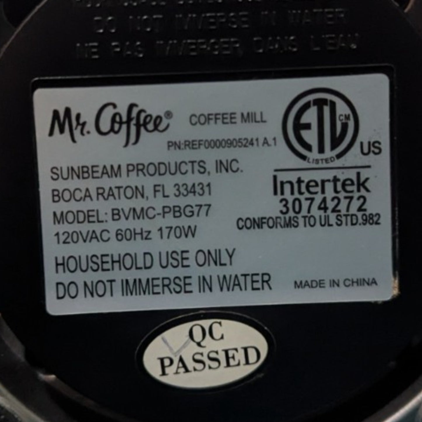 Mr.Coffee BVMC-PBG77 Automatic Coffee Grinder